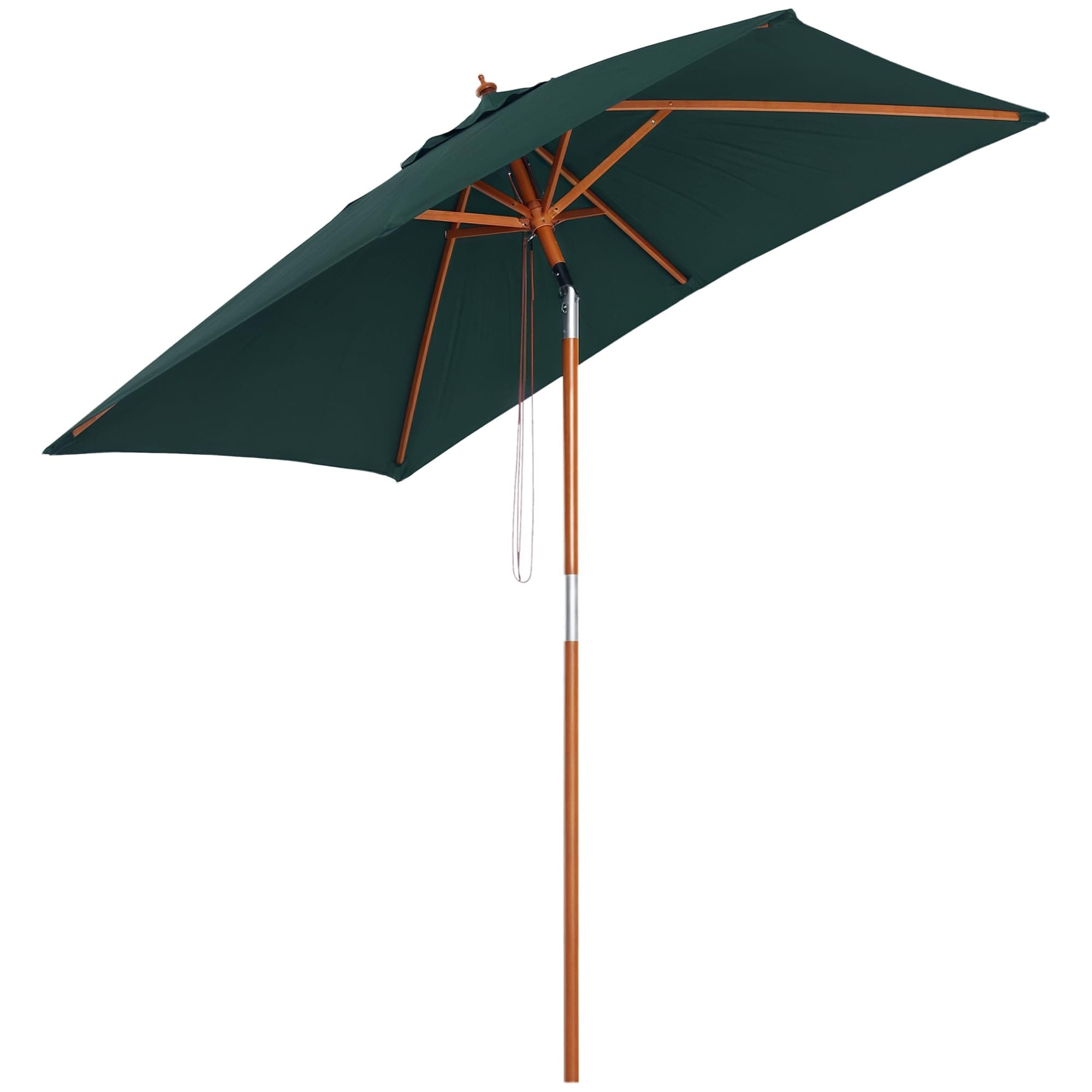 Outsunny Parasol de jardin extérieur Parasol rectangulaire inclinable bois polyester haute densité 2L x 1,5l x 2,3H m vert foncé