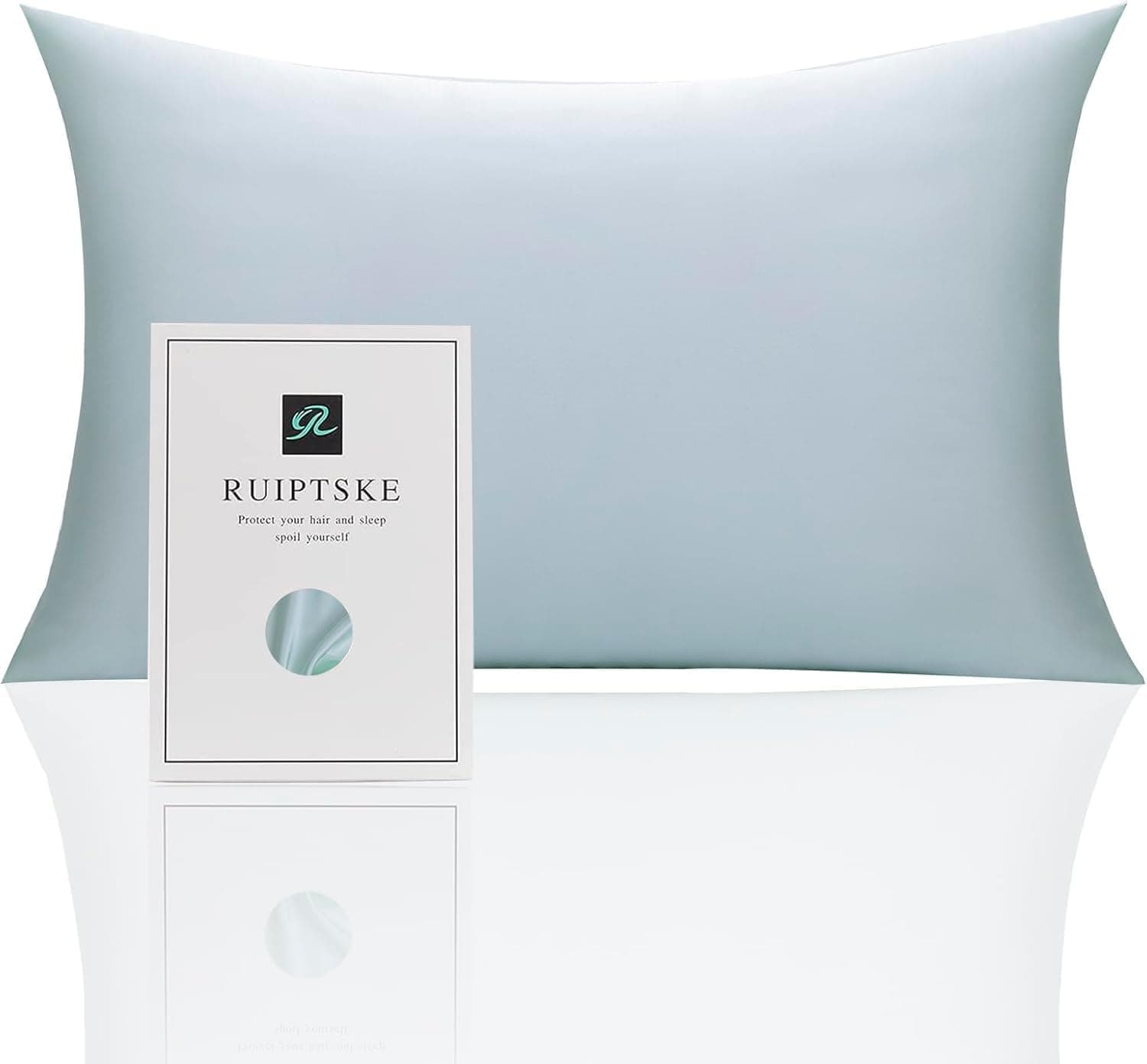 Federa per cuscino in seta 100% seta 22 momme certificata Oeko-TEX, benefici per capelli e pelle, anti età, anti acaro (luce verde, 50 x 70 cm)