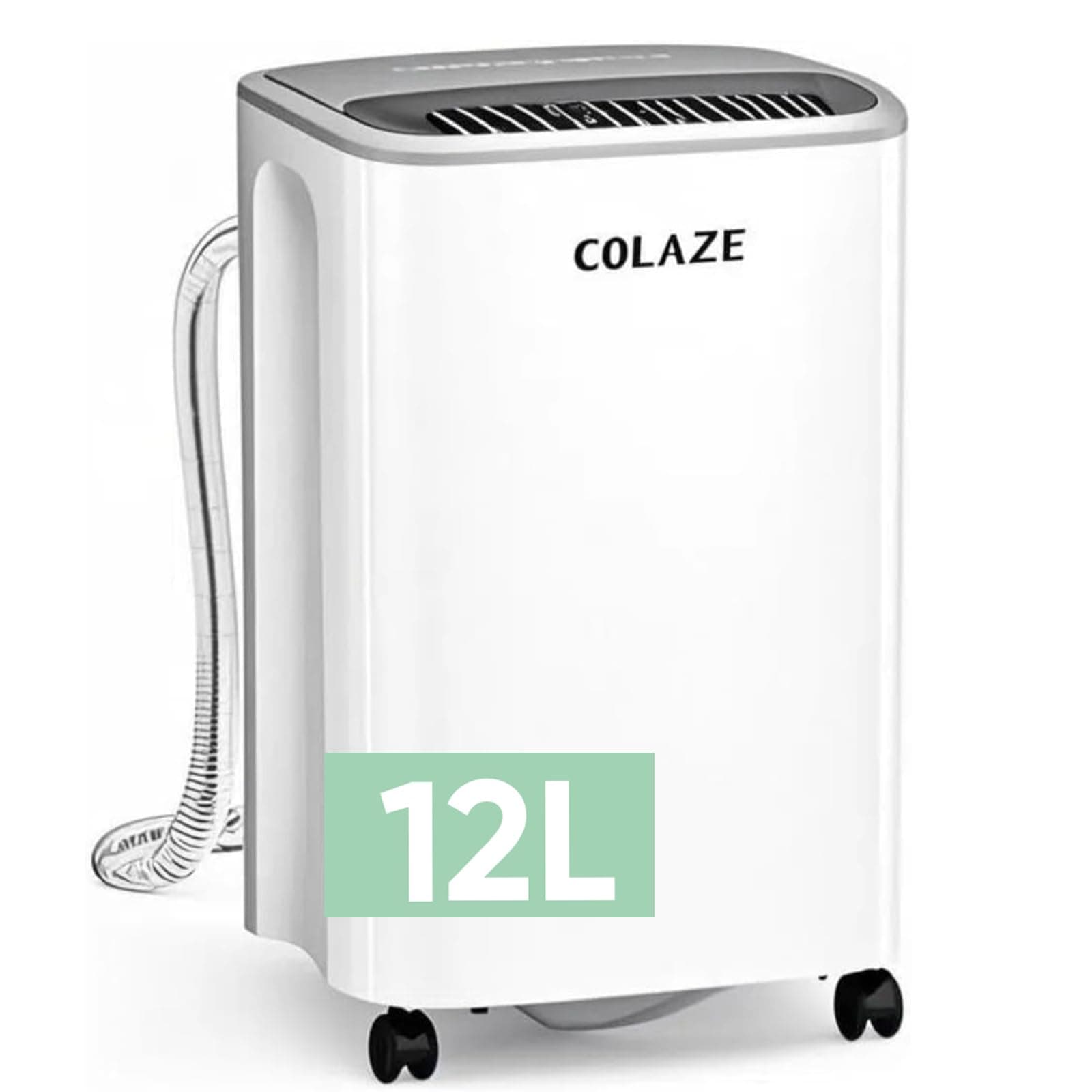 COLAZE Deshumidificador, 12L/día Deshumificadores de humedad, Deshumidificador Eléctrico Silencioso, Ideal para, Baños, Dormitorios, Sótanos, 24H Timer & Drenaje Continuo