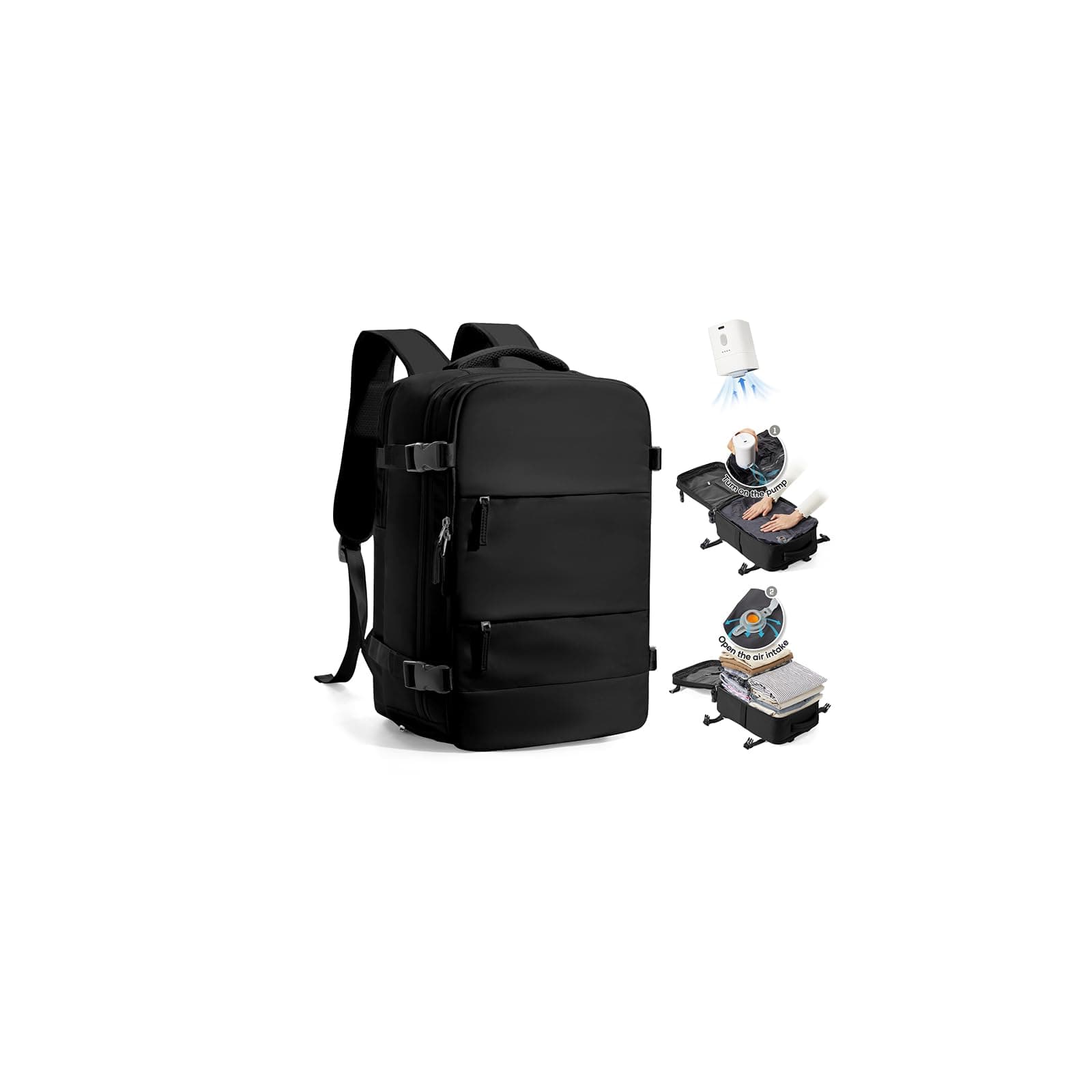 SZLX Zaino Ryanair 40x30x20 Sottovuoto con Pompa Zaino da Viaggio 40x30x20 Bagaglio a Mano Wizzair Donna Uomo Borsa da Cabina per Easyjet Adatto a Laptop da 14 Pollici Impermeabile per Lavoro