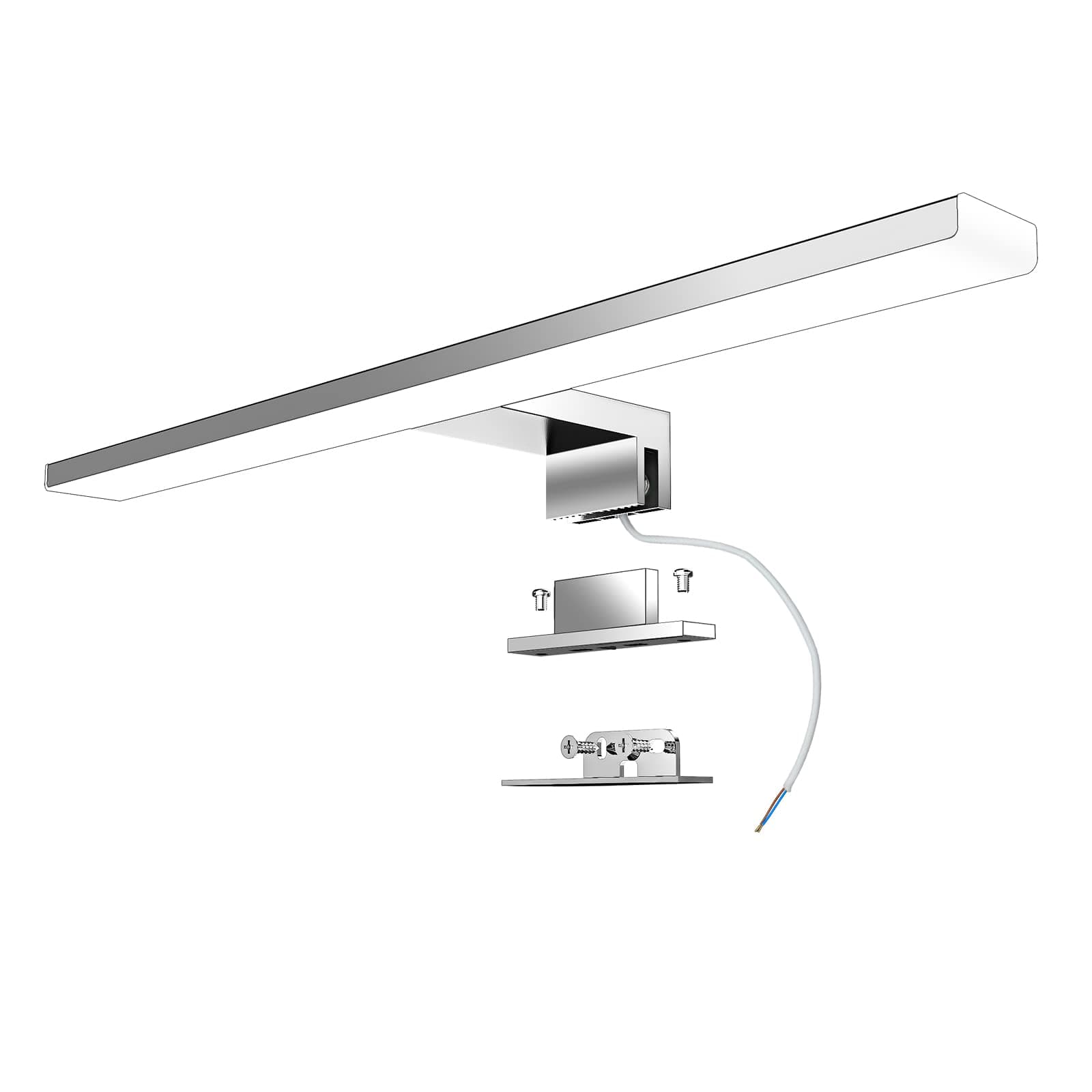 Aogled Lampada da Specchio Bagno 40 cm 10W 820LM 230V Bianco Neutro 4000K, Lampada da Bagno,Classe II in Acciaio Inossidabile,Morsetto su Specchio/Armadio/Illuminazione a Parete 400mm