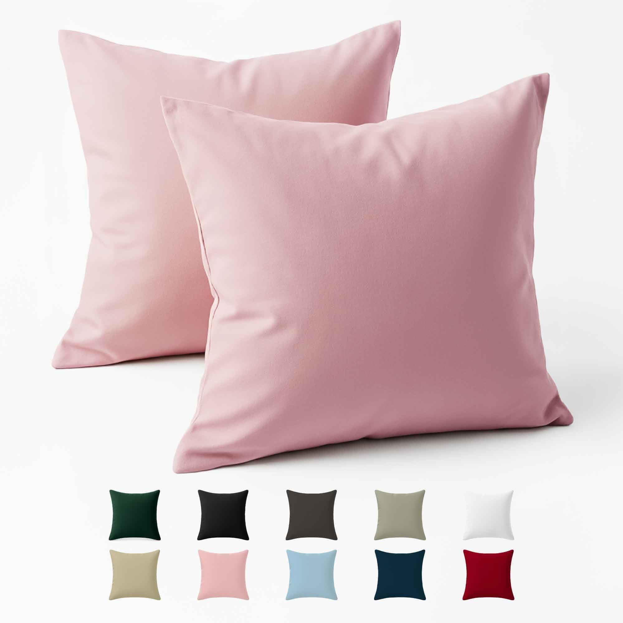 Federe 40x40 Cotone Rinforzato (Set da 2) - Rosa - Trama Fitta a 57 Fili/cm² - Federe Cuscini 40x40 cm - Federe Cuscino 40x40 Certificate Oeko Tex - Dreamzie