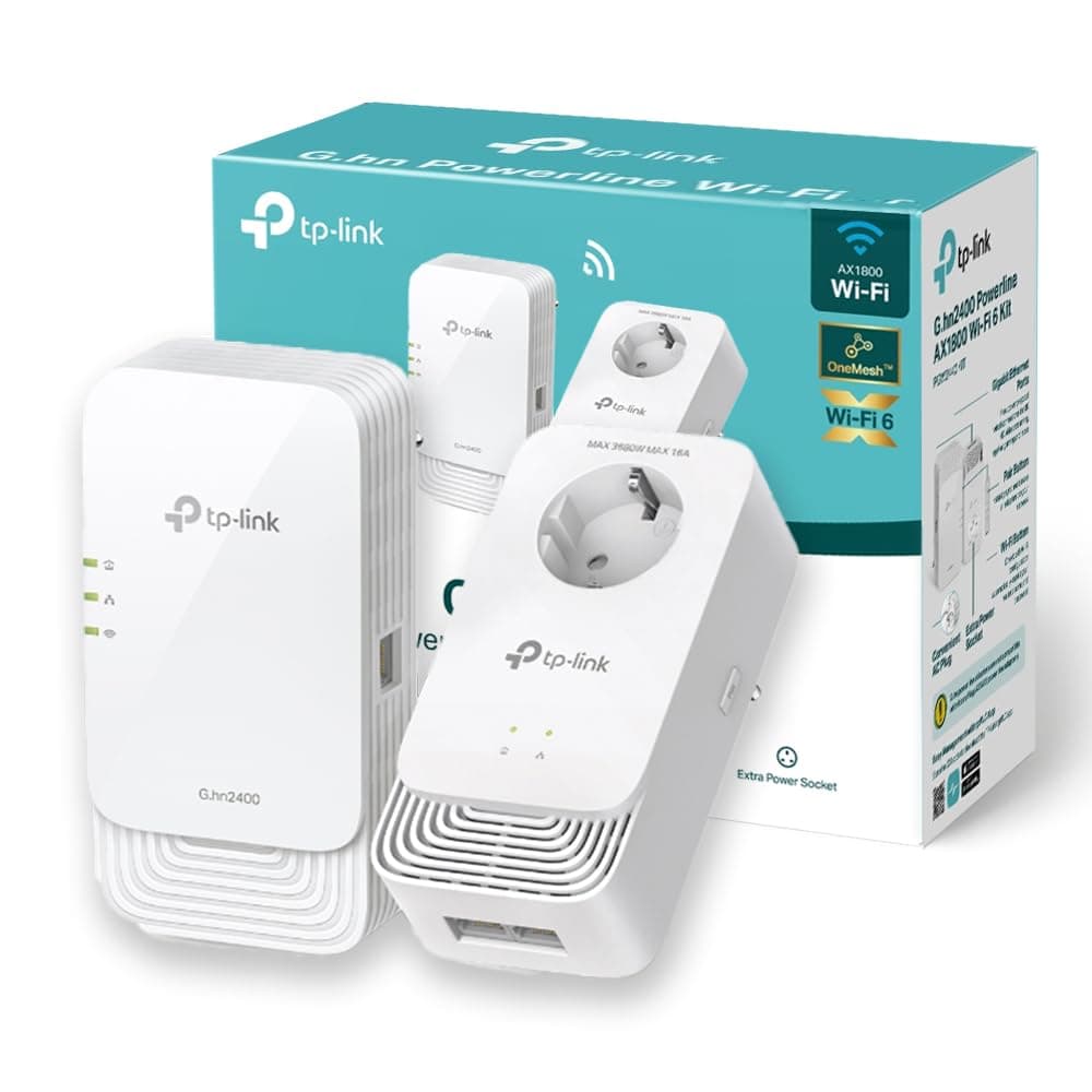 TP-Link CPL WiFi G.hn2440, WiFi 6 AX1800, jusqu'à 1428 Mbps Via Powerline, Prise Intégrée (Type F), Idéale pour Profiter du Service Multi-TV à la Maison, Compatible Toutes Les Box, PGW2440 KIT