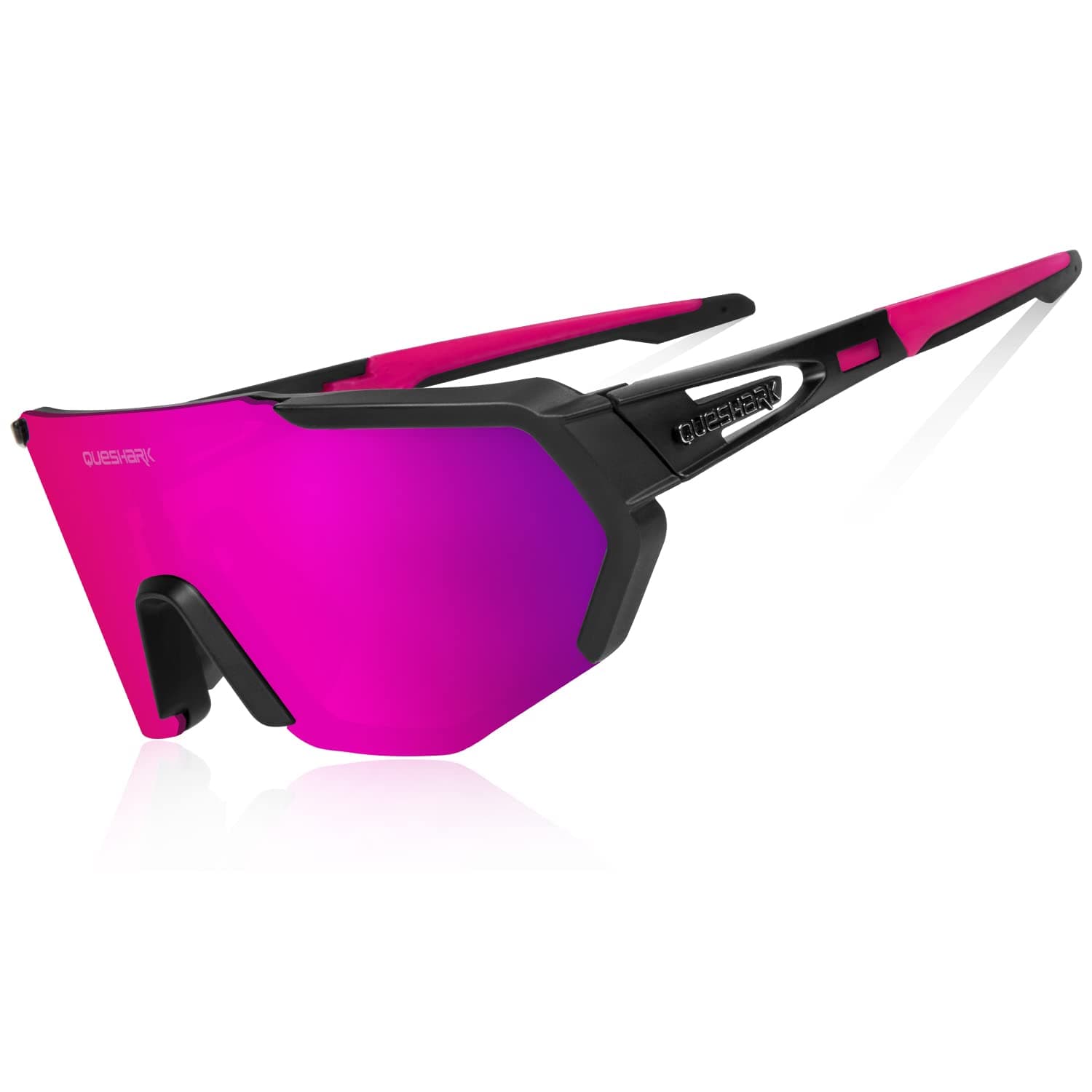 Queshark Polarizzati Anti-UV Occhiali da Ciclismo Bici MTB Intercambiabili per Sport Uomo Donna Guida Pesca Golf Baseball Corsa