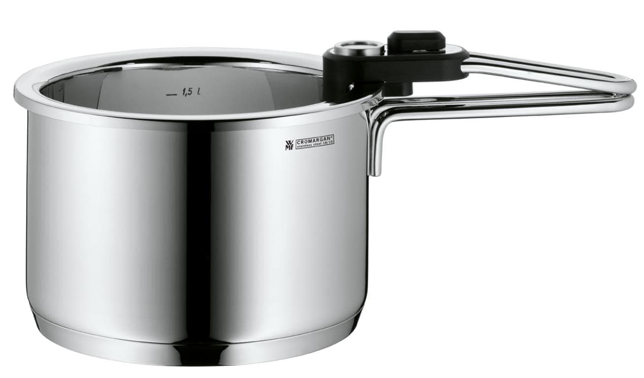 WMF Simmertopf induktion mit Temperaturanzeige 1,5l, Milchtopf Induktion, Wasserbadkocher herausnehmbaren Einsatz, Cromargan Edelstahl