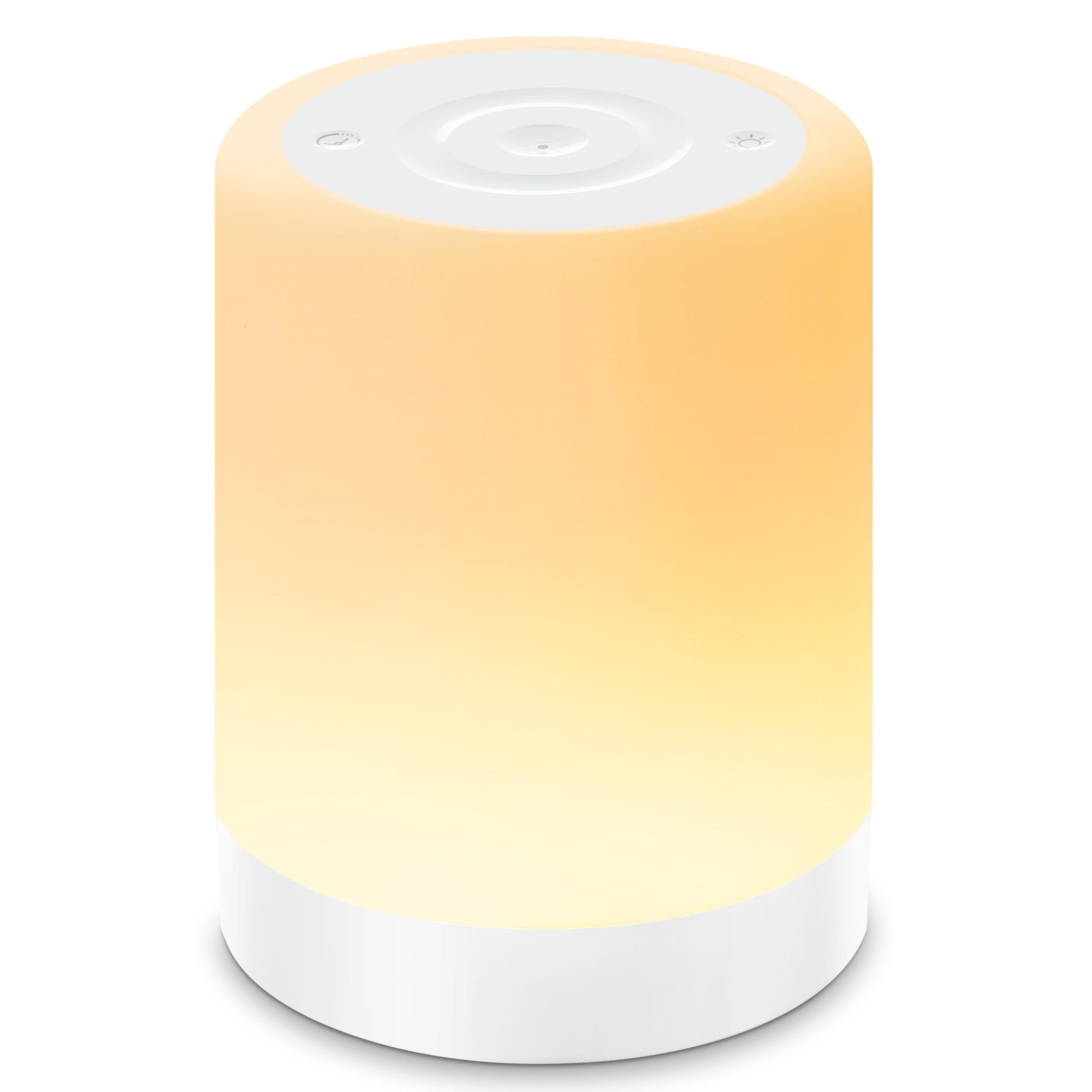Auxmir Lámparas de Mesita de Noche, Recargable 3000mAh con USB, Táctil Regulable, 256 RGB Colores y 5 Modos de Luz, Lámpara de Mesa con Temporización, Luz Nocturna Inalámbrica para Dormitorio, Blanco