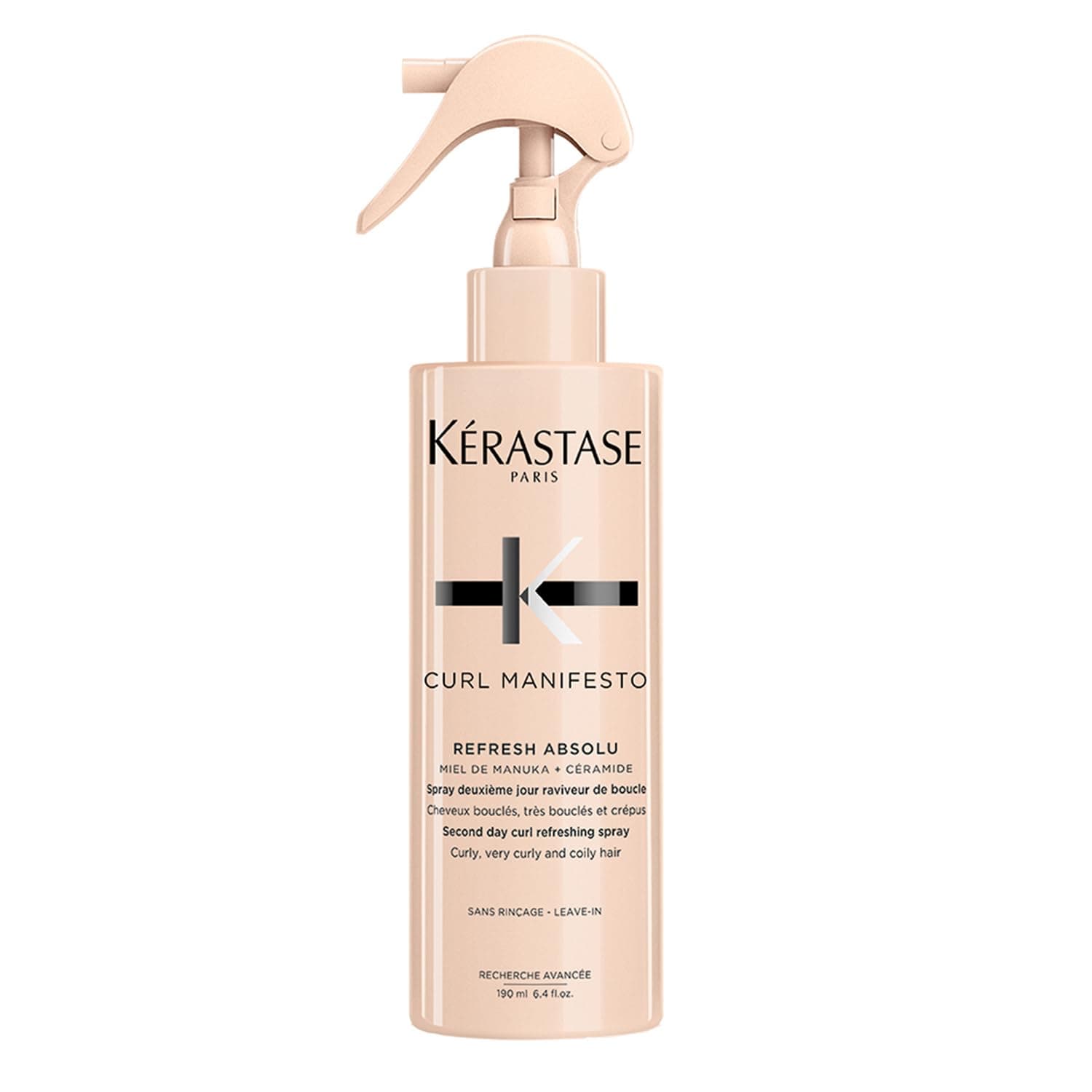 KERASTASE Curl Manifesto - Refresh Absolu - Spray Cheveux Deuxième Jour - Méthode Boucles - Hydratation & Anti-Frisottis 24H - Miel de Manuka & Céramides - Cheveux Bouclés, Frisés & Crépus - 190 ml