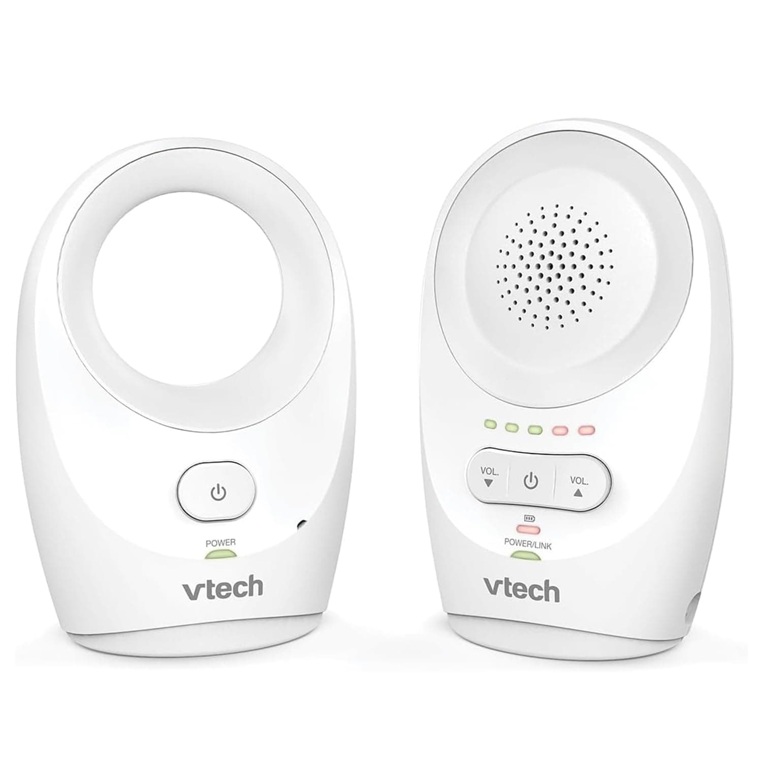 VTech BM1120 Monitor Audio per Bambini, trasmissione sonora chiara e sicura, lunga portata, display LED a 5 livelli per il volume, clip da cintura, batterie ricaricabili
