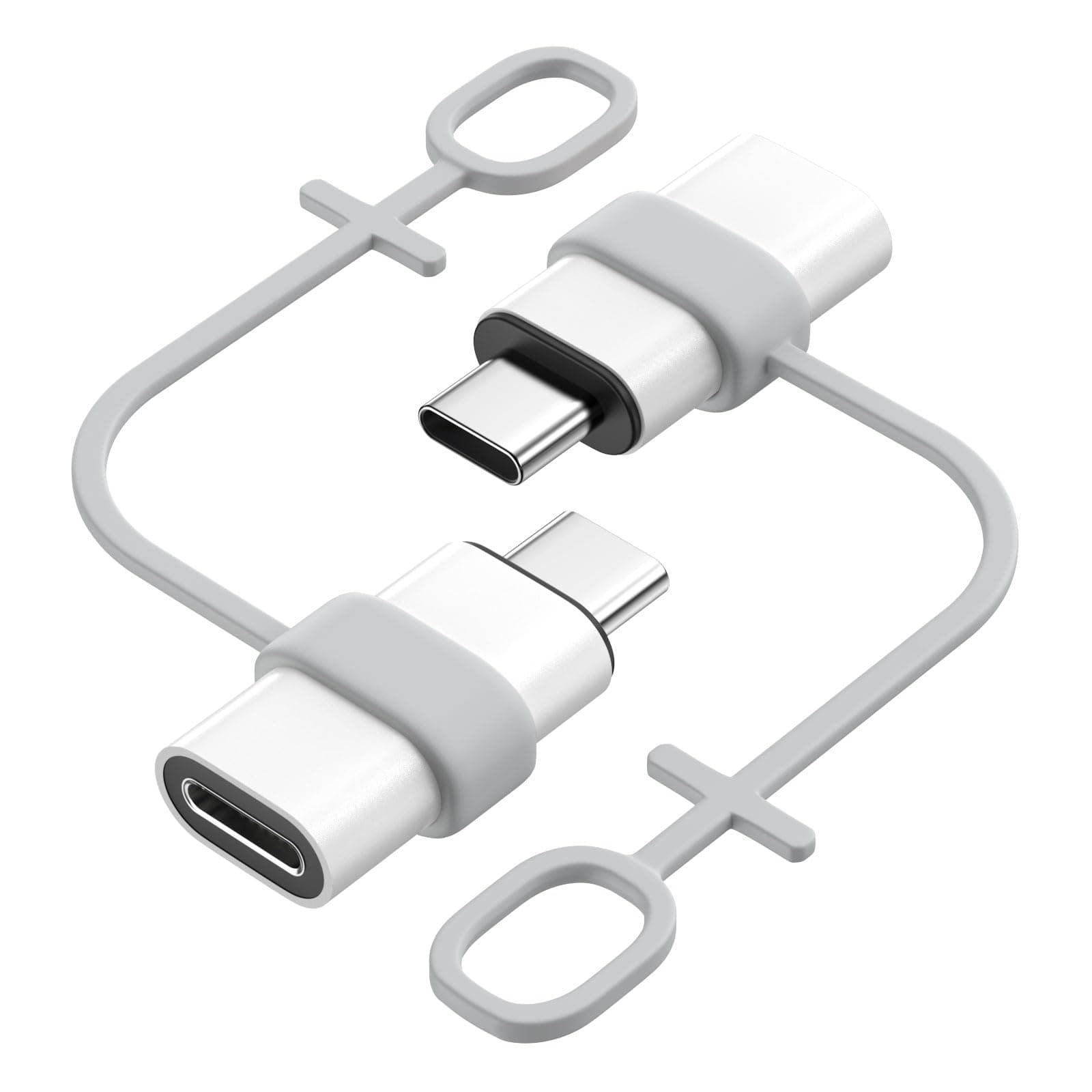 MoKo Lightning auf USB C Adapter 2 Stück, Adapter Lightning auf USB C mit Datenübertragung für iPhone Air 17 16 15 Pro Max Plus, iPad Pro/Air, Galaxy, mit Anti-Lost Loop, Nicht für Audio/OTG, Weiß