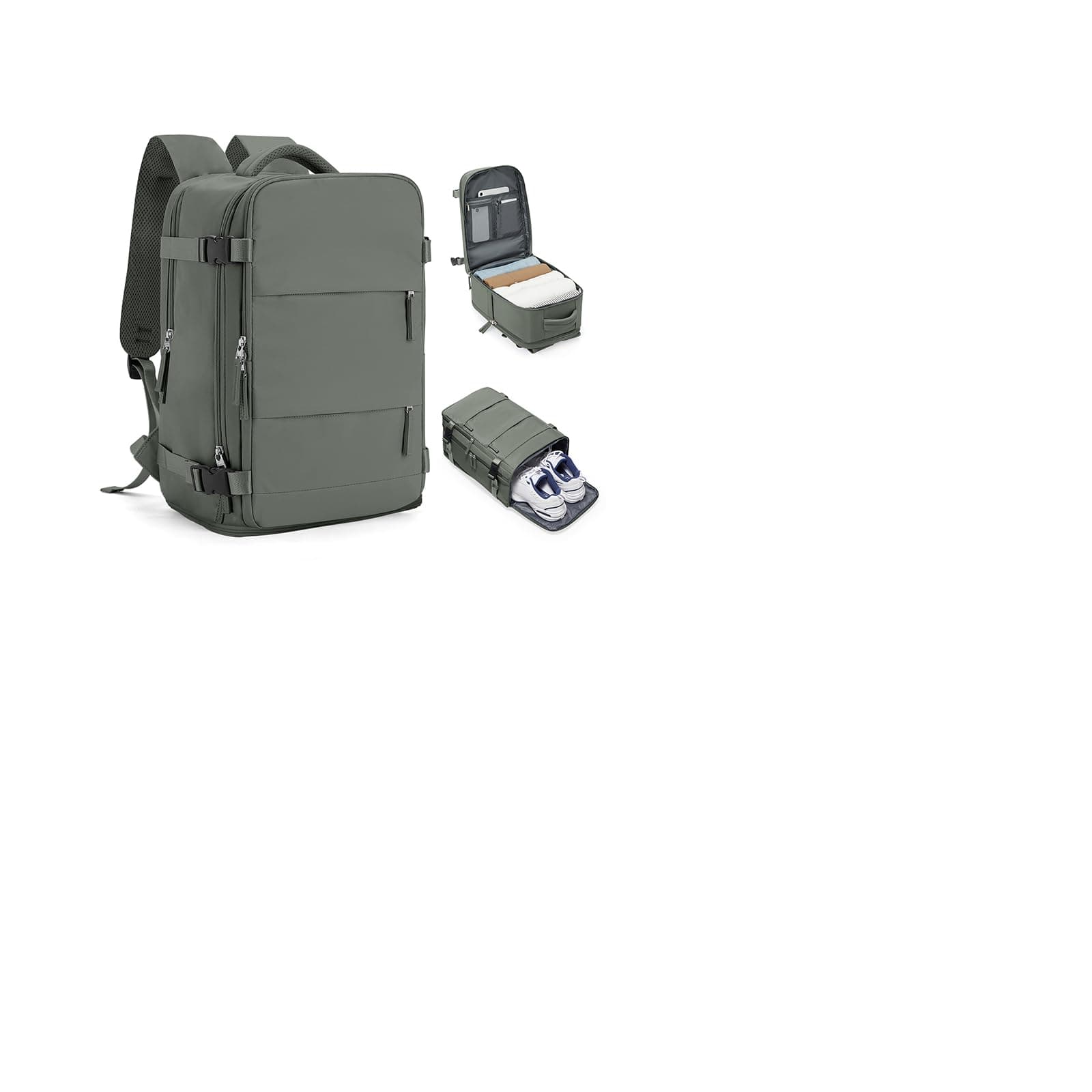 HPLQQ Mochila Viaje Cabina Avion 40x30x20 para Ryanair Mochilas para Mujer Bolsa de Cabina Equipaje de Mano Cabina Avion Mochila de Senderismo Mochila Impermeable Cabina Mochila,E2-Verde militar