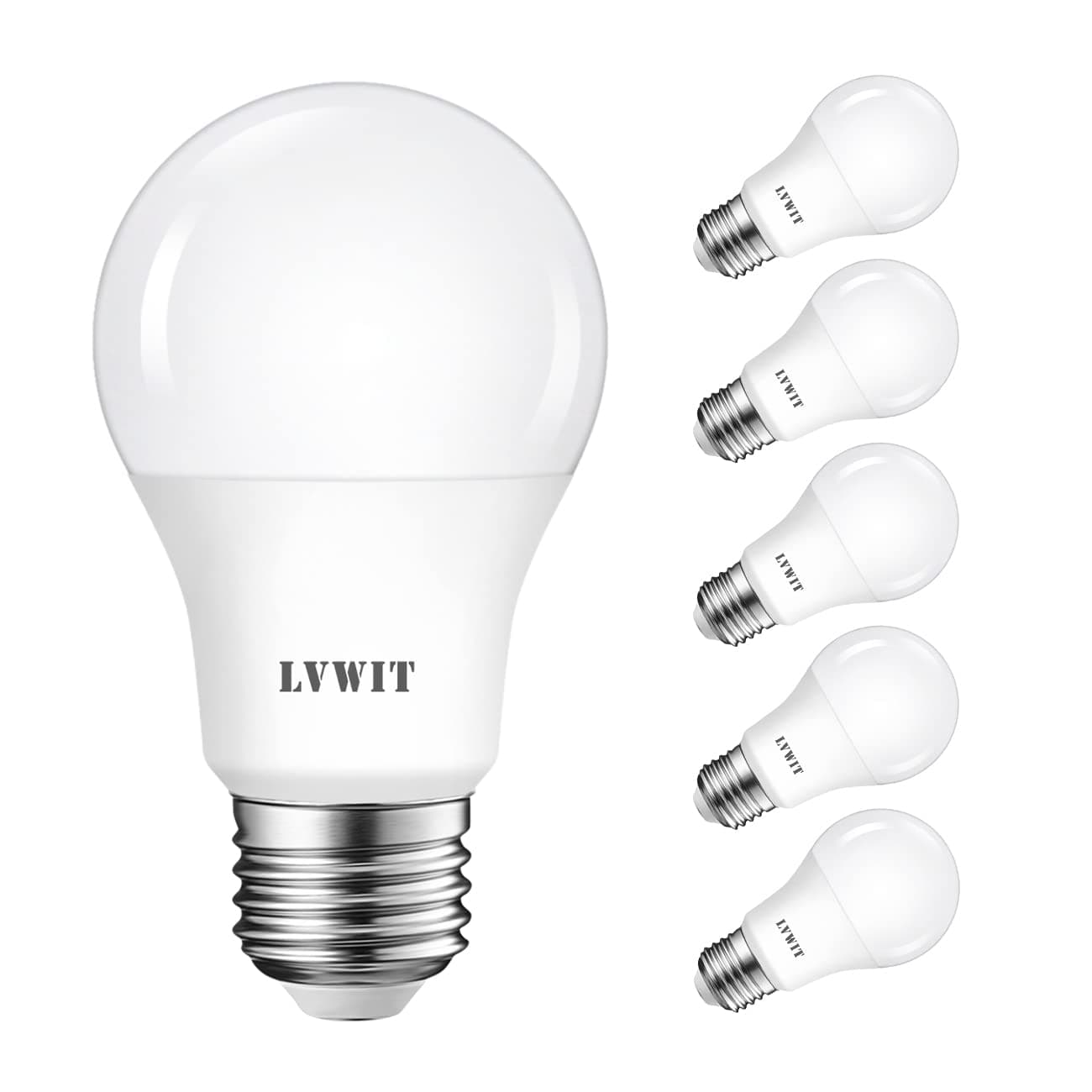 LVWIT 8W E27 Ampoules LED, 4000K Blanc neutre, Equivalent 60W Incandescent Standard A60 givré ampoule 806lm, Non Dimmable, 6 paquets