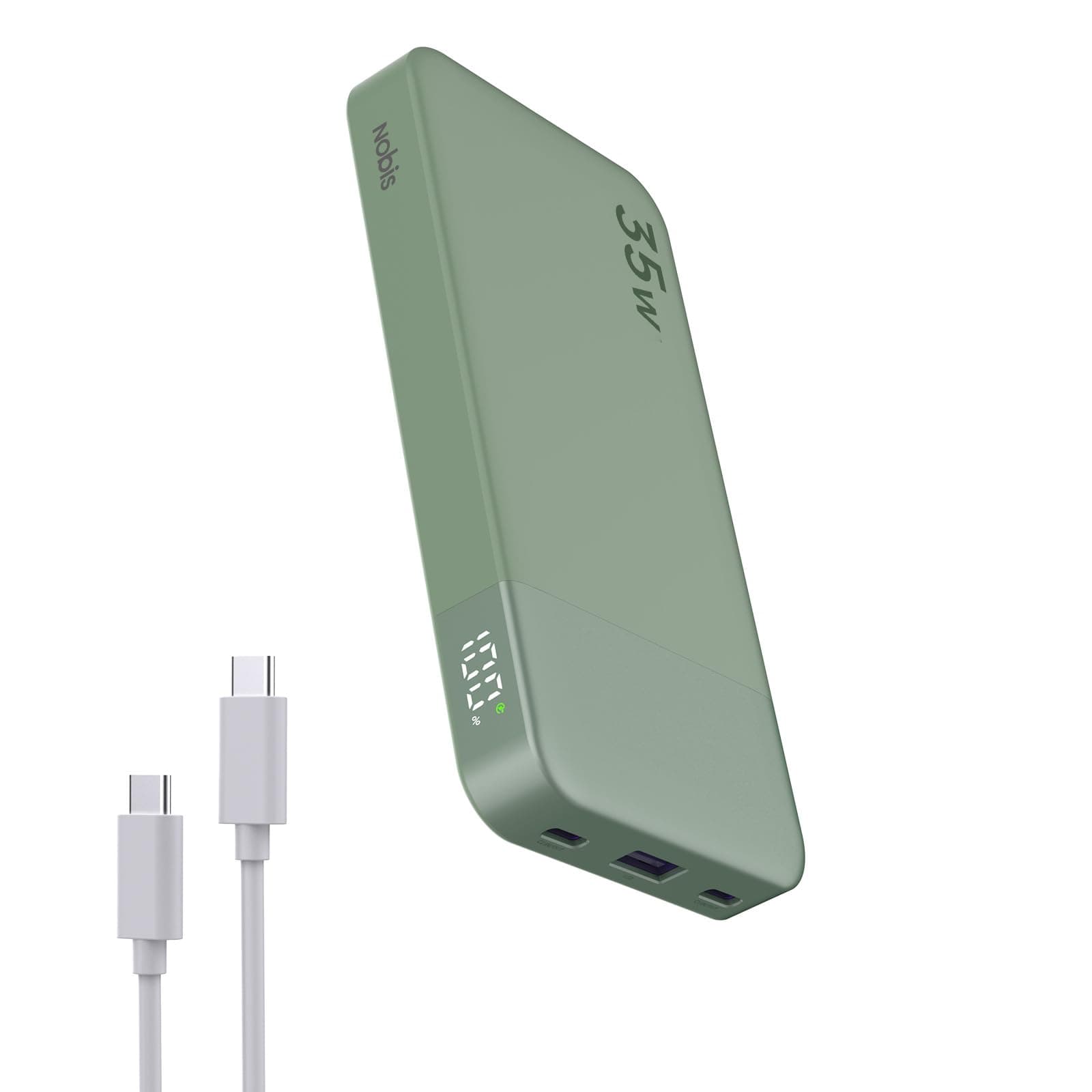 NOBIS 35W Power Bank - Batterie Externe 10000mAh Charge Rapide USB-C avec Affichage Numérique, Chargeur Externe Compatible Téléphone, Tablette et Plus