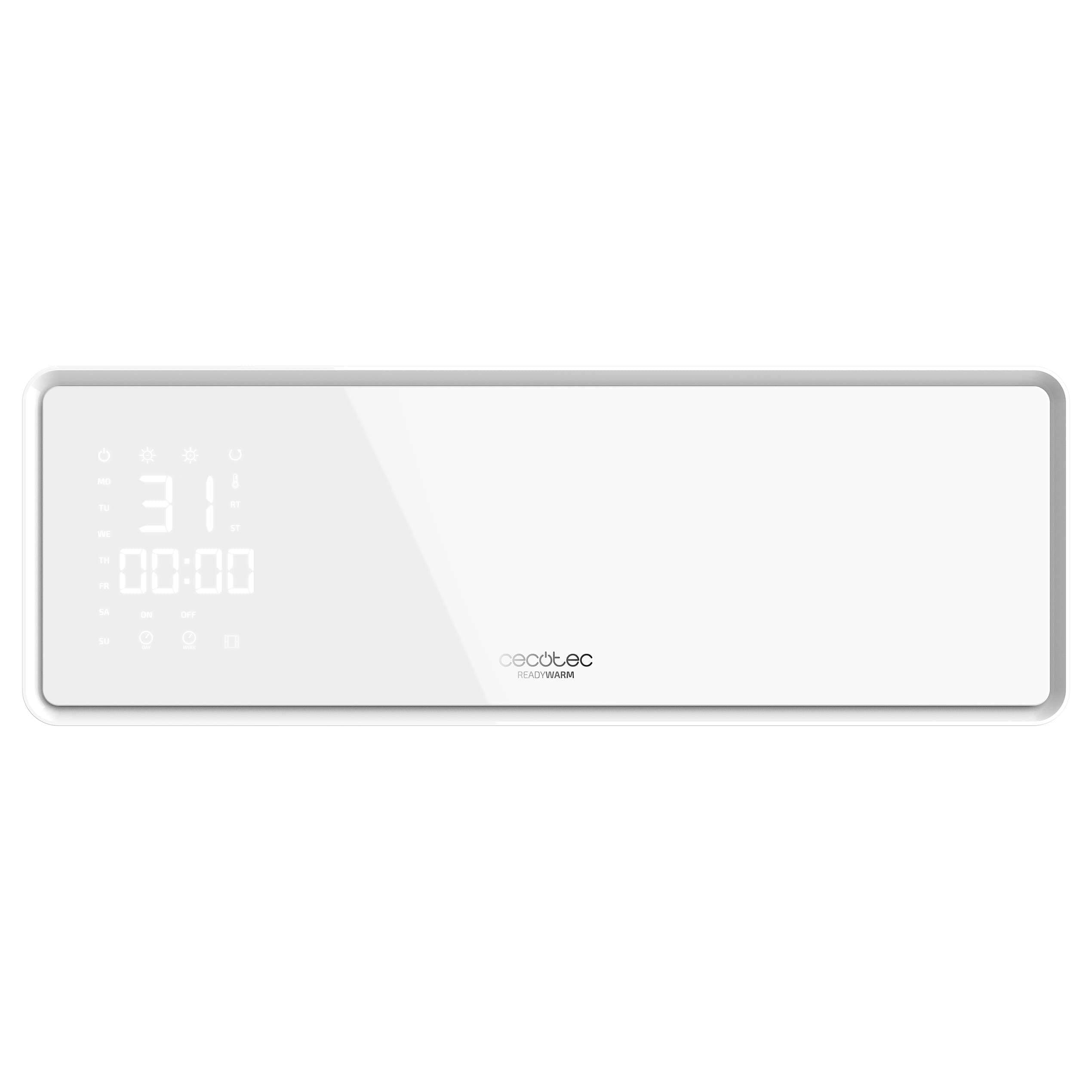 Cecotec Chauffage Céramique Mural avec Écran LED et Télécommande Ready Warm 5310 PowerBox Ceramic. 2000W, 3 Modes, Minuterie 24h, Oscillation, IP23, Kit de Montage, Couverture 20m²