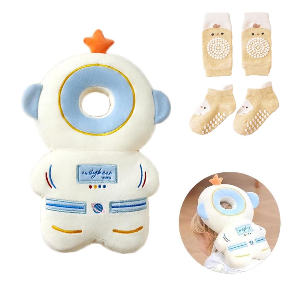 Bambebe Soporte para la Cabeza del Bebé Ajustables Anti-Caídas Almohada Protección Bebé Protector de Cabeza Casco de Protección para Bebe(Astronauta)