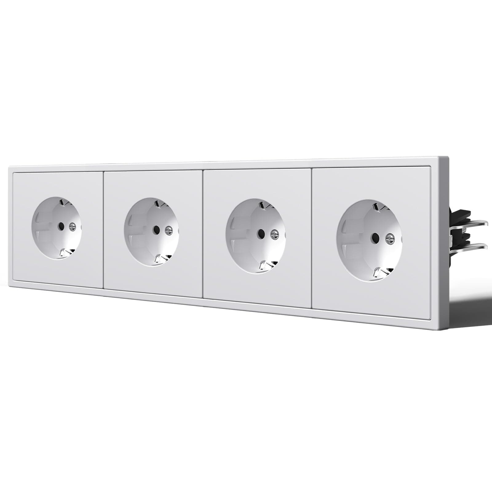 BSEED Enchufe de Pared con Garfio,Mate Enchufes Empotrable Estándar,Seguridad Infantil,Fácil Instalación,C-Series,4 Enchufes,290mm Blanco