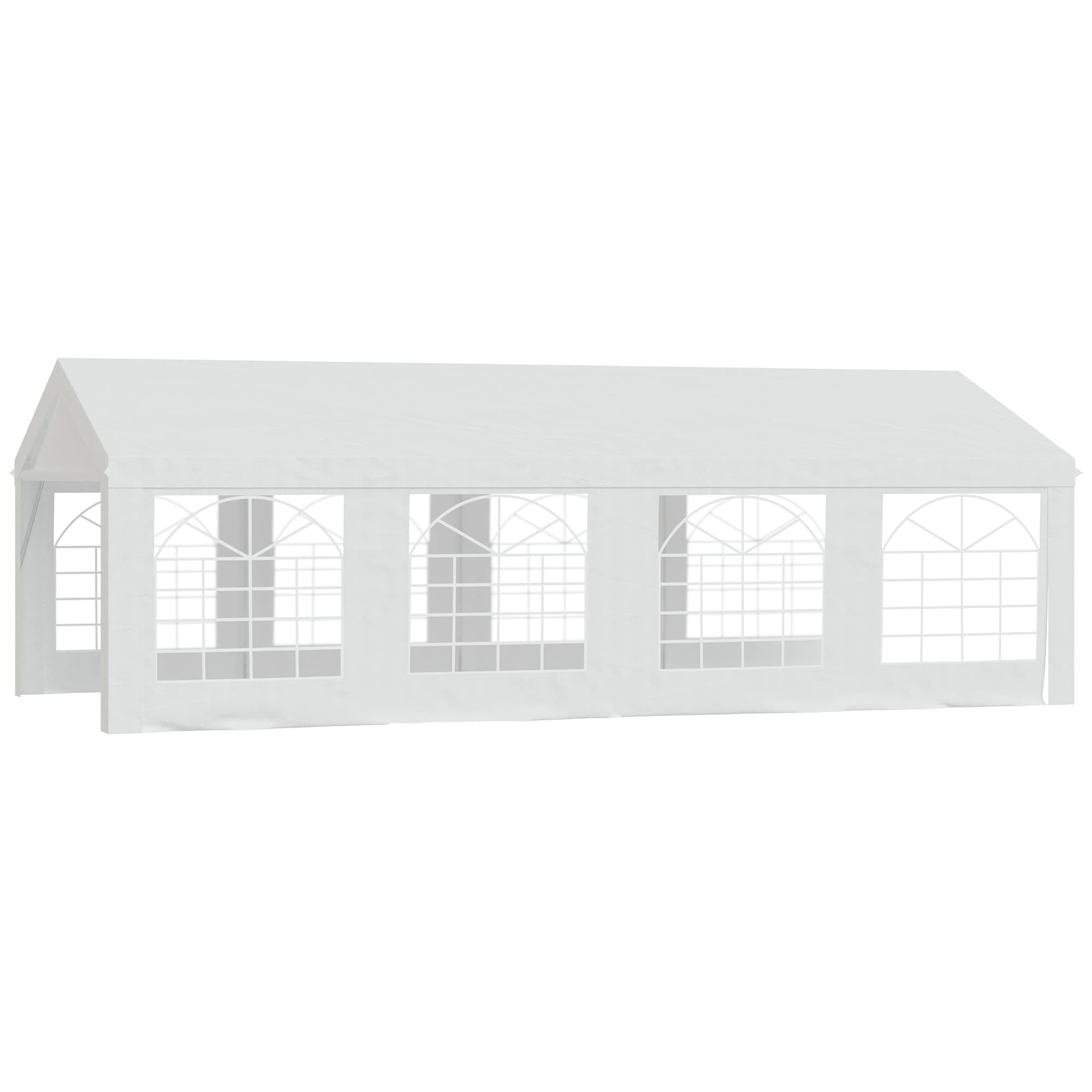 Outsunny Chapiteau Barnum Tente Barnum tonnelle de réception chapiteau de Jardin 8 x 4 x 2,8 m polyéthylène 8 fenêtres et Acier galvanisé Robuste Blanc