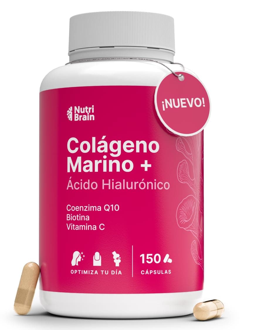Colágeno Marino Hidrolizado Puro + Ácido Hialurónico con Vitamina C, Coenzima Q10 y Biotina | 150 Cápsulas | Alta Biodisponibilidad | 5 Meses | Péptidos Tipo I | Piel, Cabello, Uñas, Articulaciones