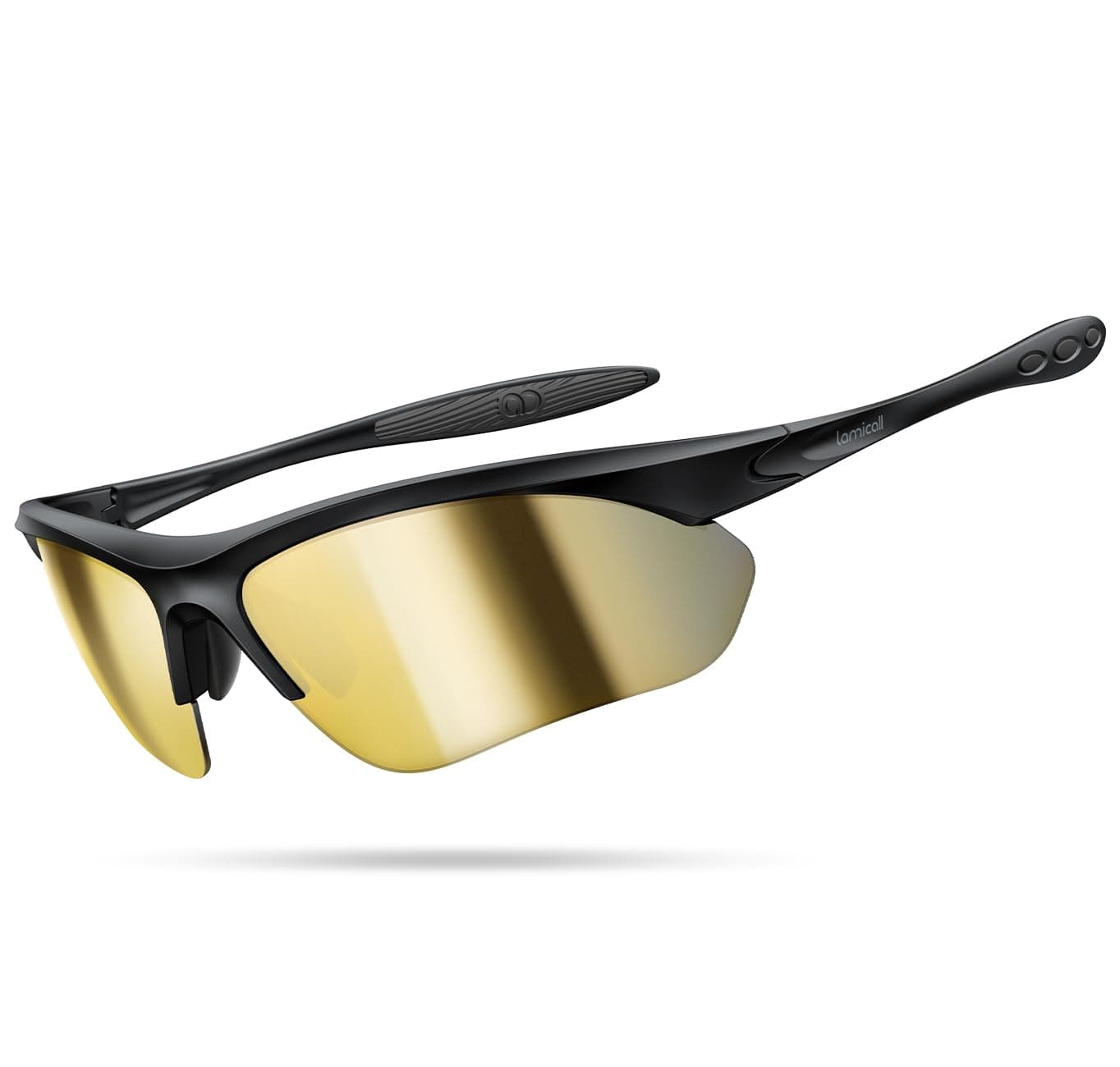 Lamicall Occhiali da Sole Ciclismo Polarizzati - [22g & Design Avvolgente] UV400 Protezione, TR90-Montatura, Nasello Regolabile, Occhiali da Sole Sportivi Multifunzionali per Pesca/Corsa/Escursionismo