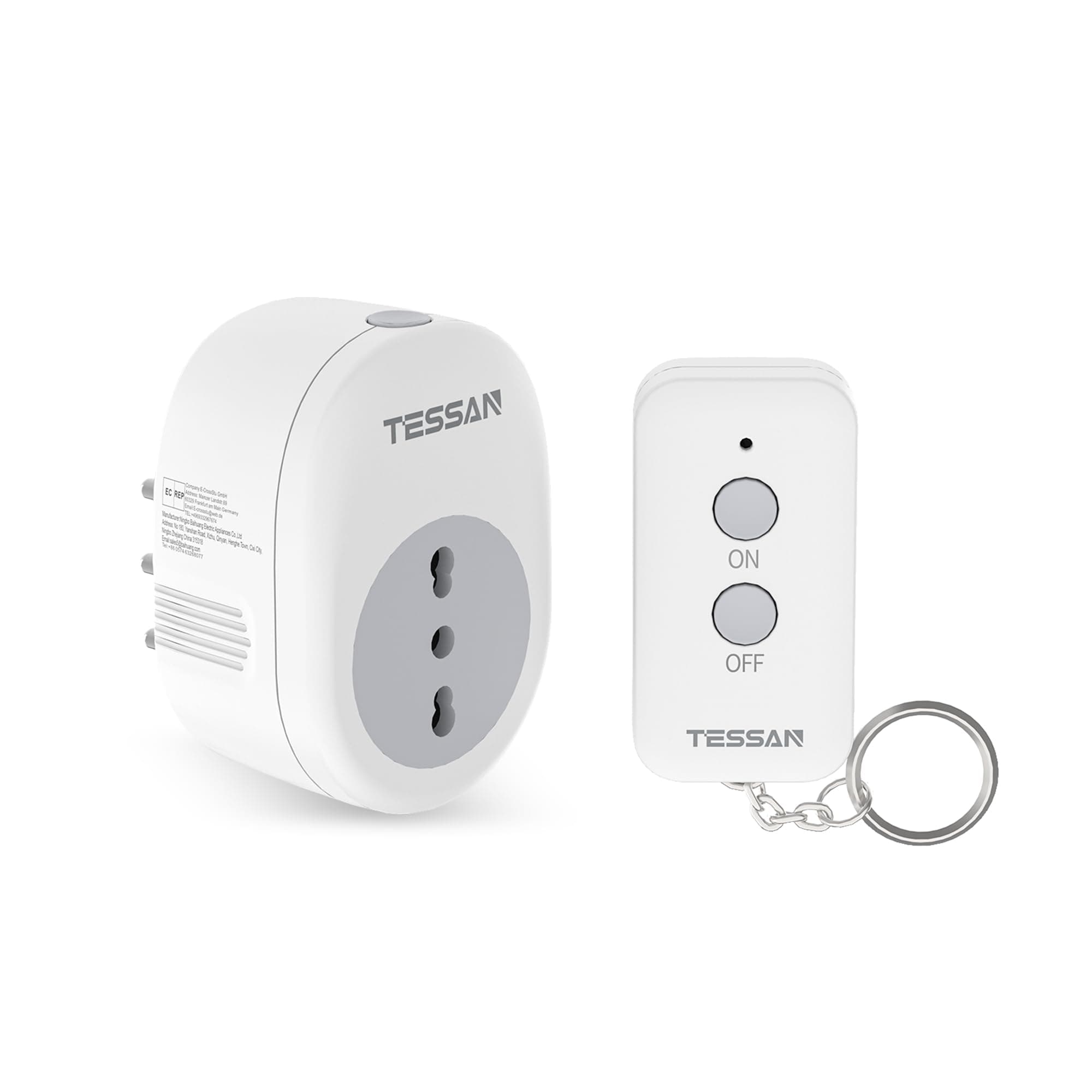 TESSAN Presa con Telecomando, Prese con Interruttore, Portata 30 M, 16A | Spina con Telecomando per Luci a Stringa da Interno, Lampade, Presa Wireless Italiana per Elettrodomestici, 3680W