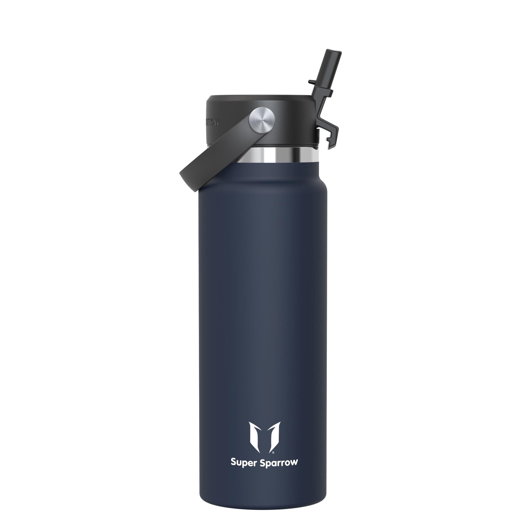 Super Sparrow Trinkflasche Edelstahl 1L - Weiter Öffnung SwivelSip Thermosflasche mit Strohhalm - BPA-frei, Auslaufsicher Trinkflaschen - Ergonomisch Thermoskanne für Sport, Reisen, Outdoor