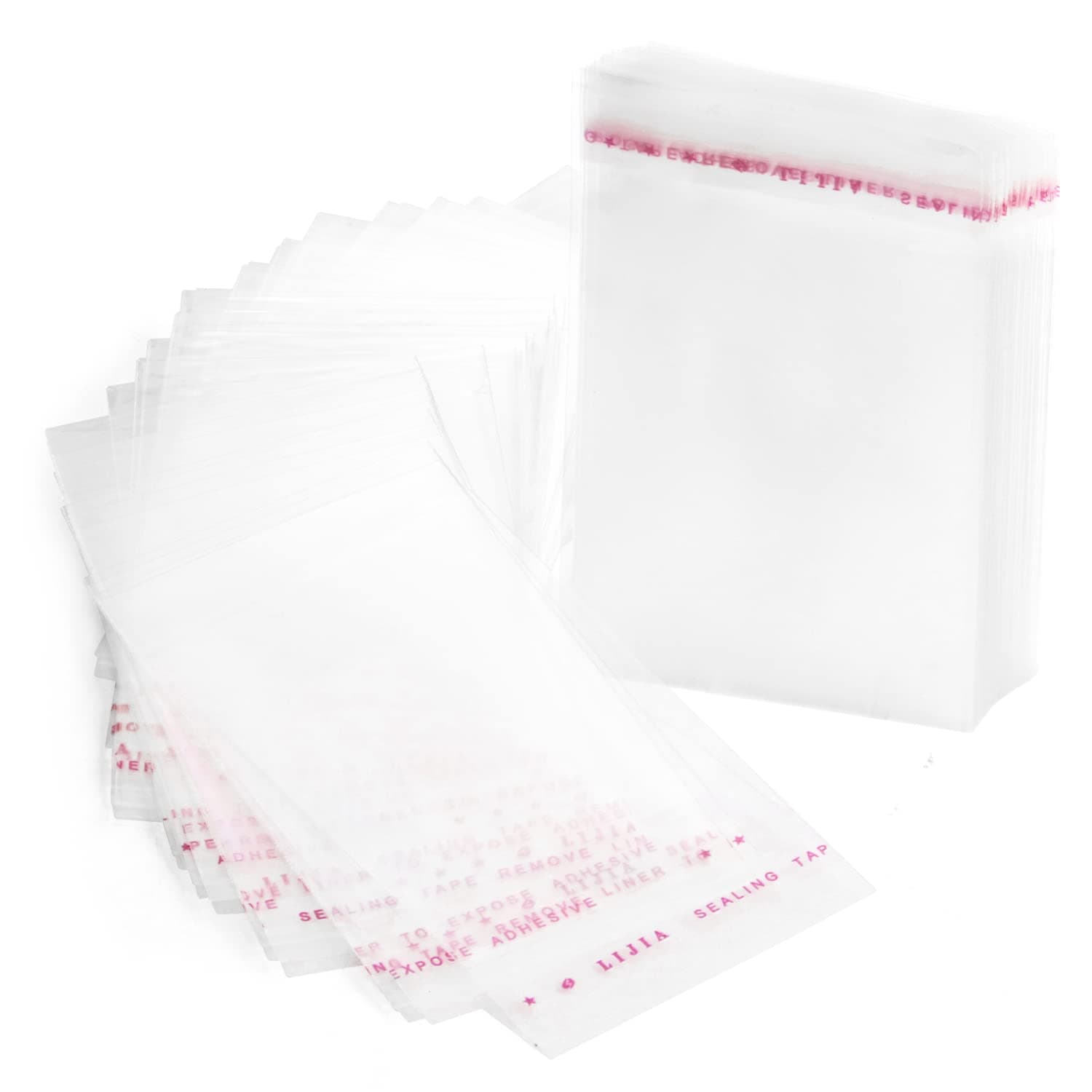 RUBY Lot de 200 sachets transparents en cellophane plastique avec fermeture adhésive 10 x 14 cm