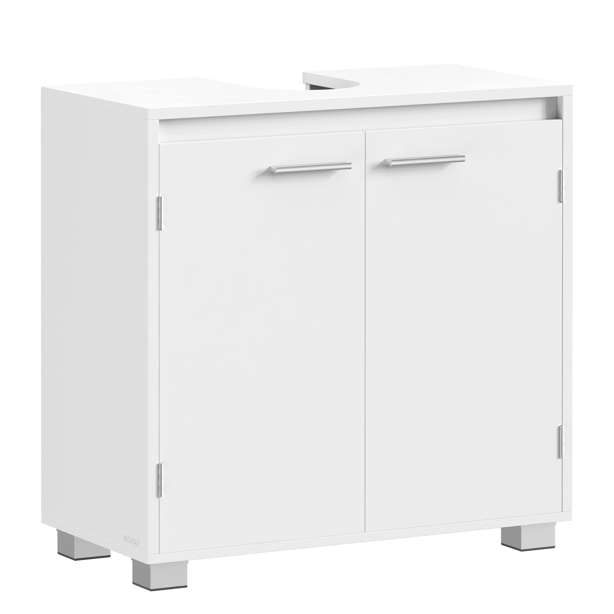 VASAGLE Mobile Sottolavabo, Mobile da Bagno, 2 Scomparti dietro le Ante, per Diversi Tipi di Lavabi, con Piedini, 30 x 60 x 60 cm, Bianco Nuvola BBK506W01