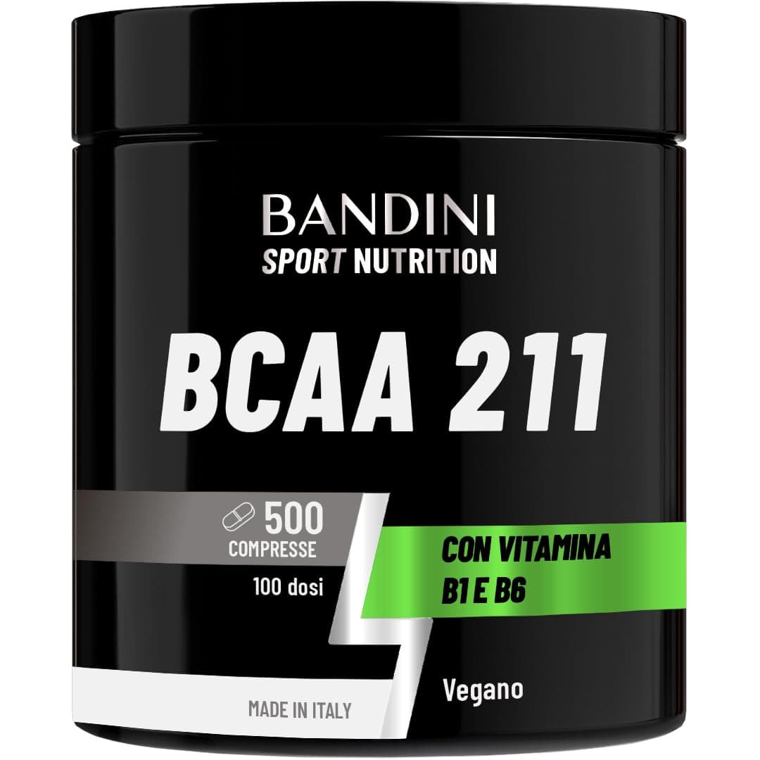 Bandini® AMINOACIDI RAMIFICATI BCAA 211 con Vitamina B1 e B6 | 500 Compresse da 1050mg per il Recupero Muscolare | Amminoacidi 2.1.1 Intra Pre Post Workout | 2:1:1 Per Palestra, Allenamento 100% Vegan