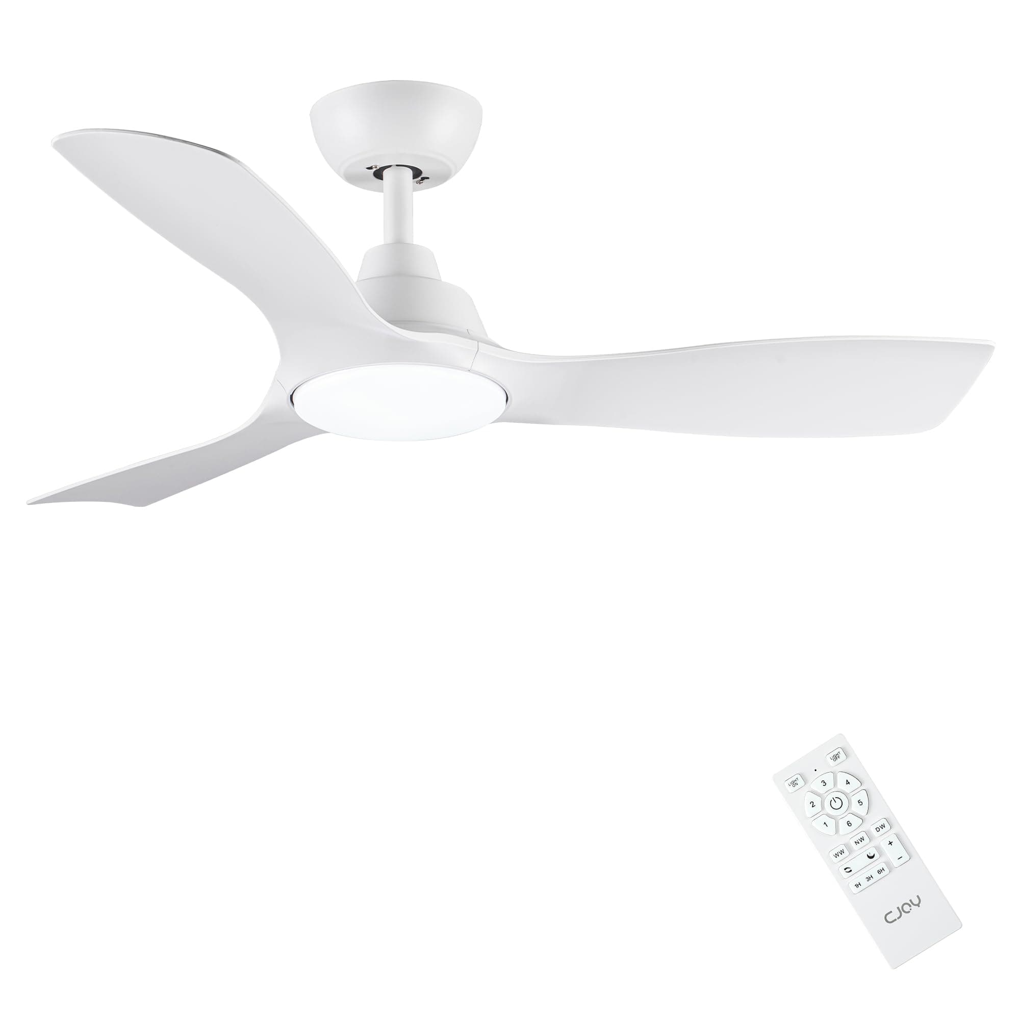 CJOY Ventilateur de Plafond avec Lumière, 107 cm Blanc Ventilateur Plafond Silencieux avec Telecommande, DC Reversible, 6 Vitesses, Mémoire 3CCT, Dimmable, Sommeil Mode Pour Chambre à Coucher/Salon