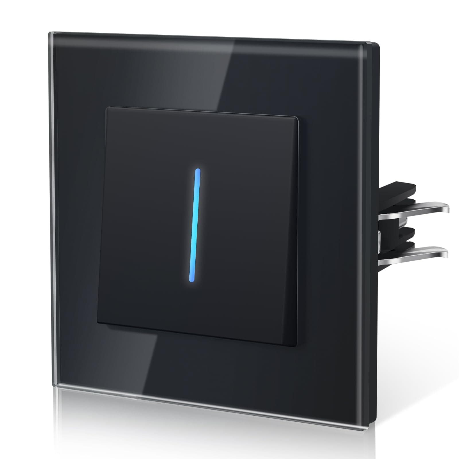 BSEED Lichtschalter Rückstellschalter, Unterputz Schalter mit Krallen, NEU E-Serie, 1 Fach 1 Weg,86mm Schwarz