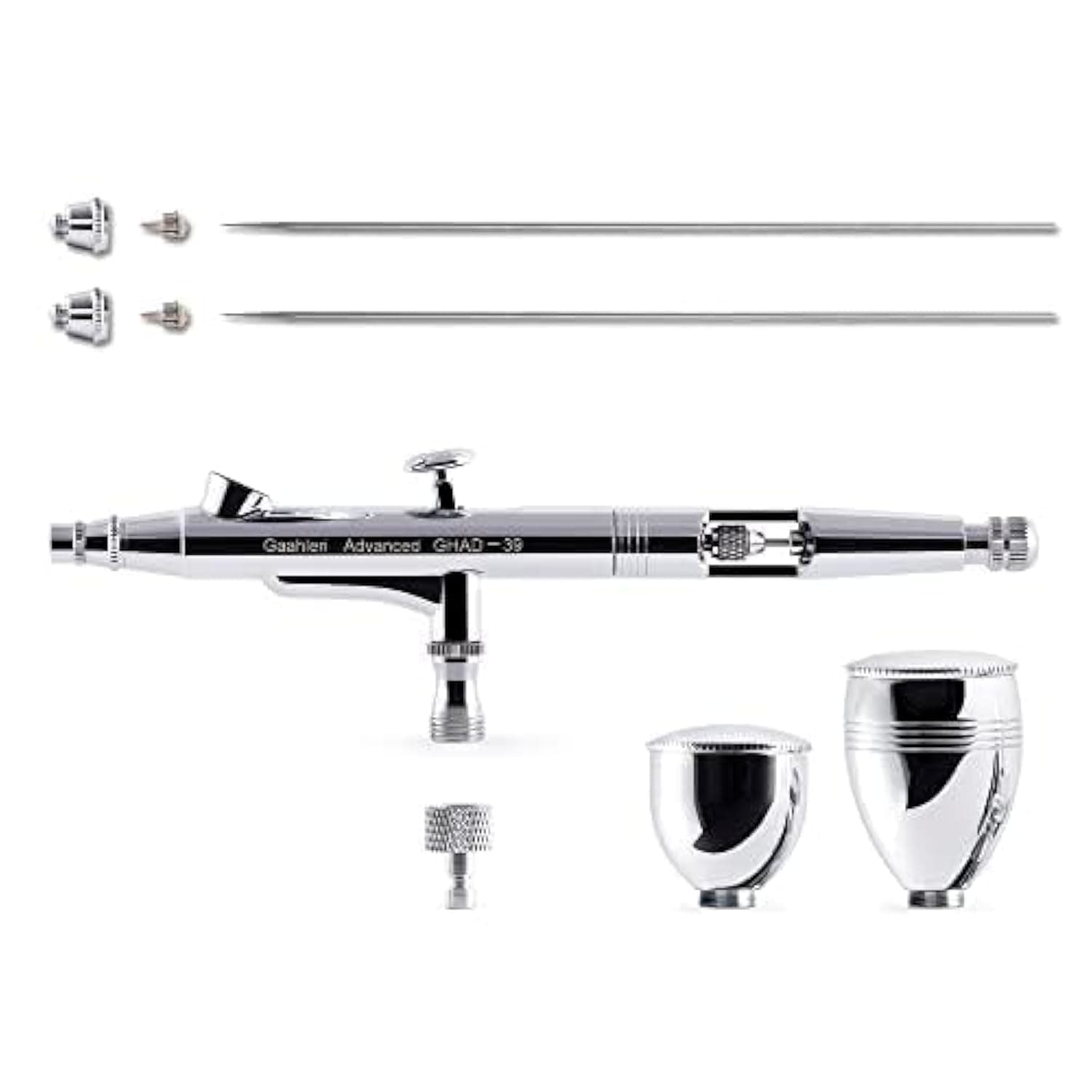 Gaahleri Kit de aerógrafo, pistola de aerógrafo de doble acción de gravedad de 1/2 y 1/4 onzas, aguja de 0.35 y 0.5 mm, juego de cepillo de aire rentable para maquillaje, arte de uñas, pintura modelo,