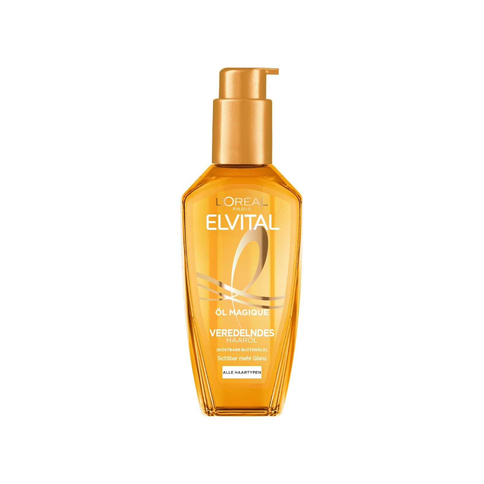 L'Oréal Paris Elvital Öl Magique Veredelndes Haaröl, für alle Haartypen, gegen Frizz und Austrocknen, mit 6 kostbaren Blütenölen, für Glanz und Geschmeidigkeit, Hitzeschutz bis 230 °C, 1 x 100ml