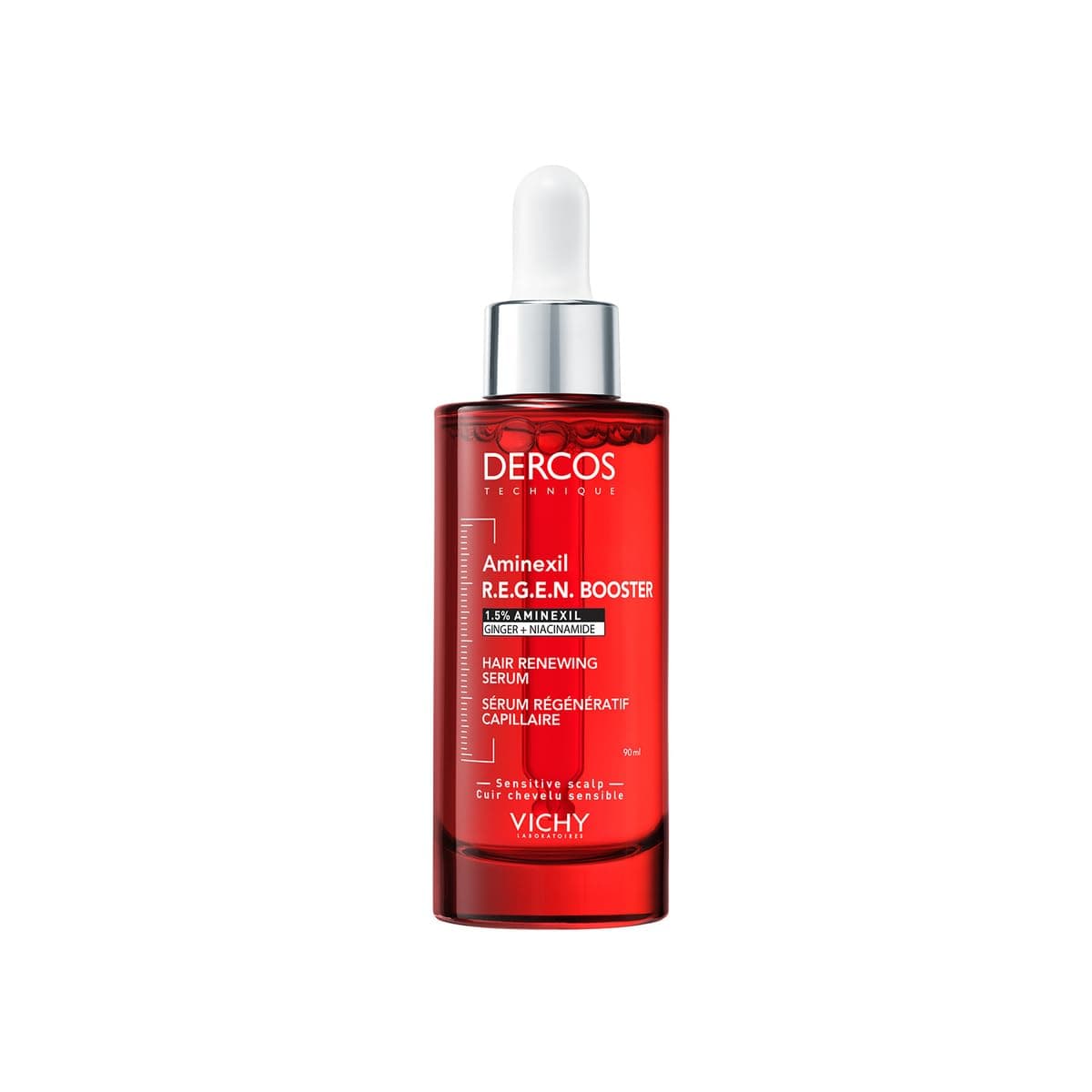 Vichy Dercos Aminexil Clinical R.E.G.E.N. Booster, Siero Rinnovatore Capillare, Per Tutti i Tipi di Cuoio Capelluto, Caduta Temporanea Ridotta, Crescita dei Capelli Esistenti Stimolata, 90 ml
