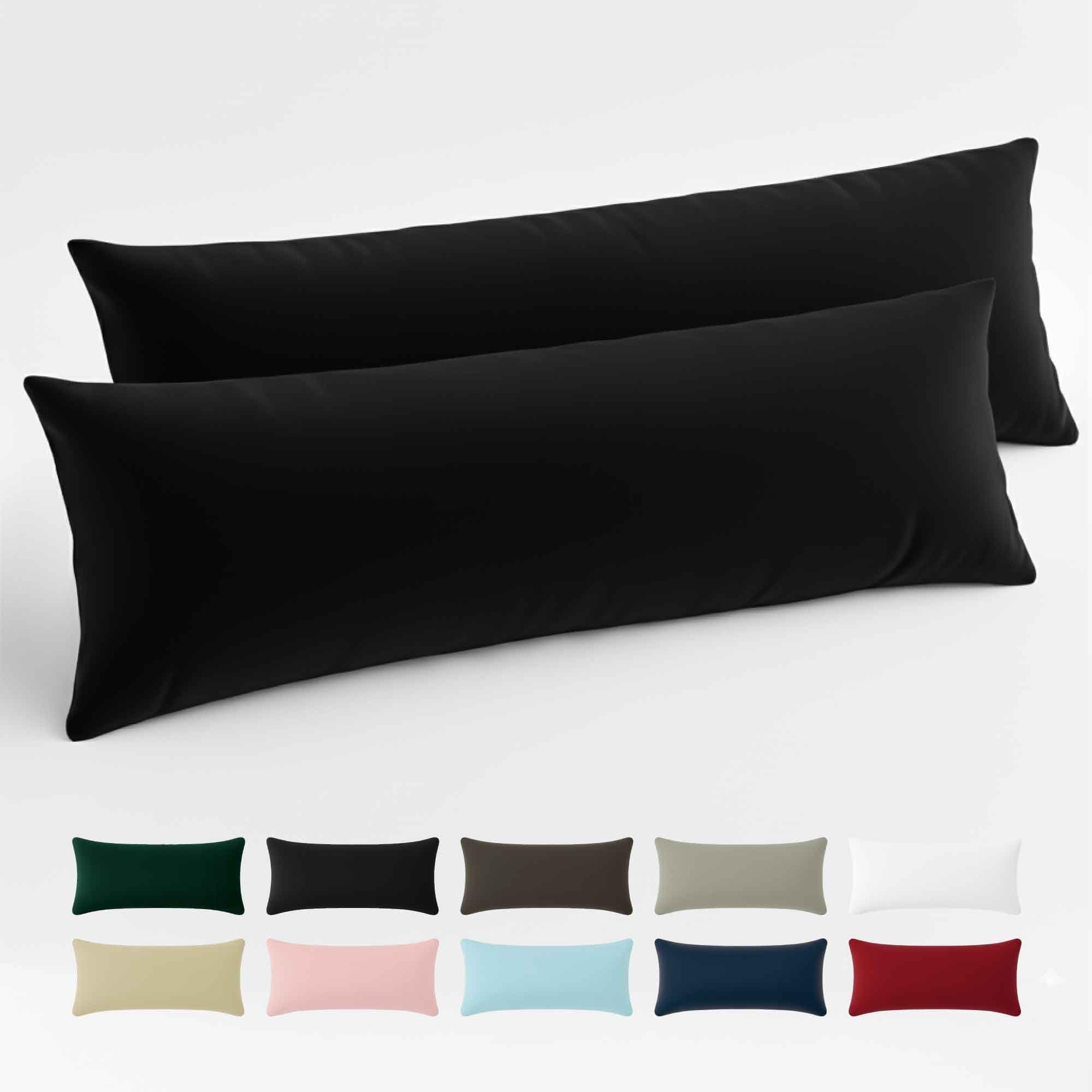 Federe 40x145 Cotone Rinforzato (Set da 2) - Nero - Trama Fitta a 57 Fili/cm² - Federe Cuscini 40x145 cm - Federe Cuscino 40x145 Certificate Oeko Tex - Dreamzie