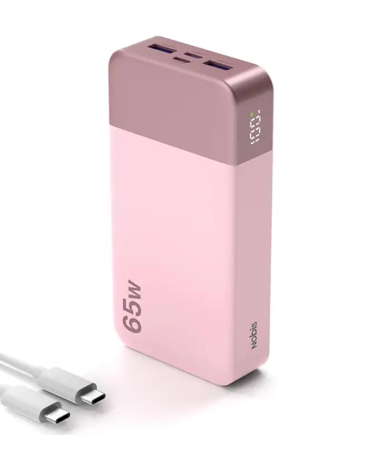 NOBIS 65W Bateria Externa Carga Rapida 20000mah Bateria Portatil con Protocolo PD/QC, Power Bank Que Incorpora 2 USB-C y 2 USB-A, Una Cargador Portatil con Pantalla Digital para Portátiles y Teléfono