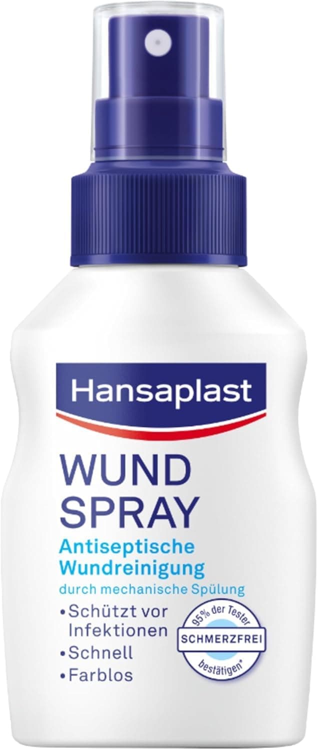 Hansaplast Wundspray (50 ml), zur antiseptischen Wundreinigung durch mechanische Spülung, Spray schützt vor Wundinfektionen, farblos und besonders hautfreundlich (Packung mit 2)