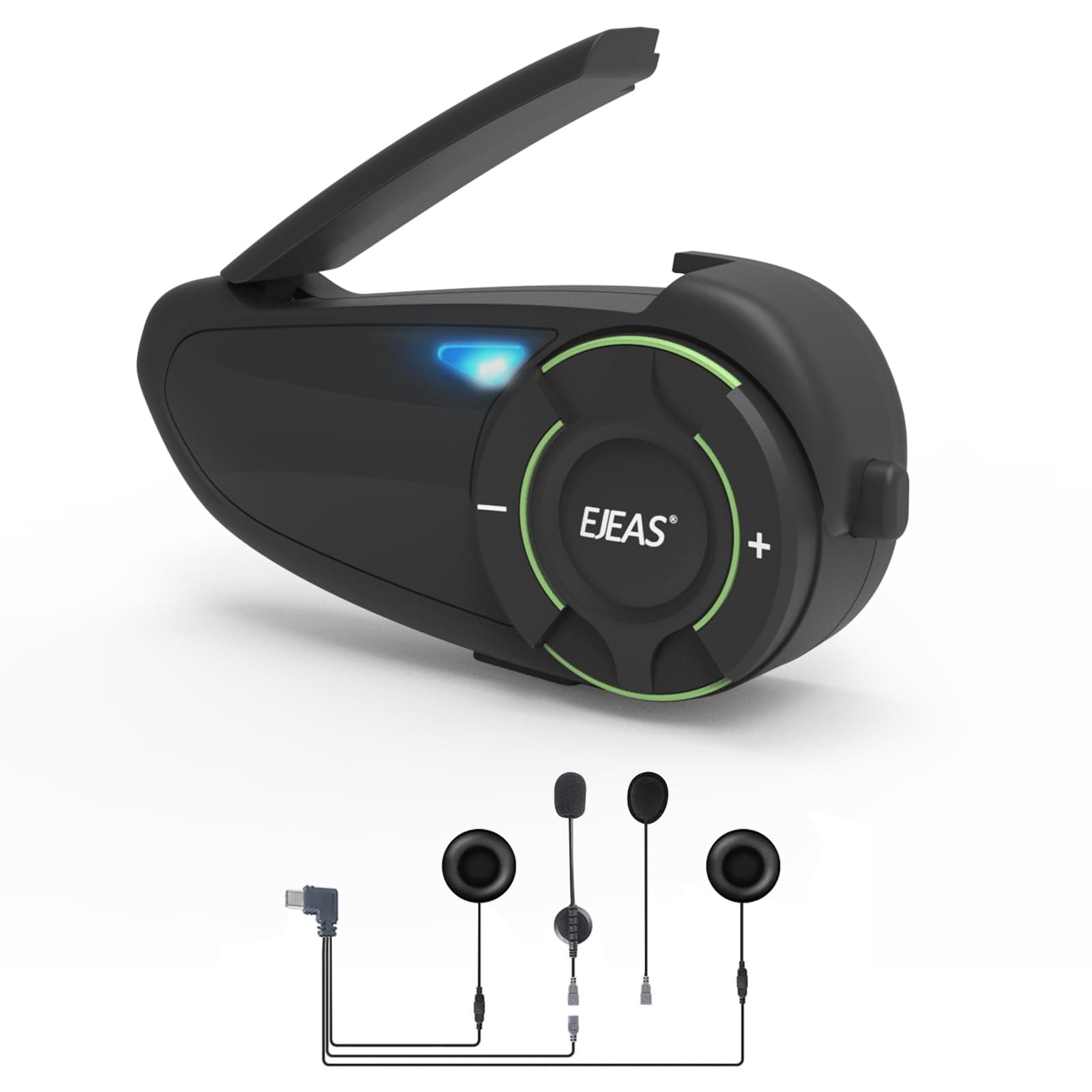 EJEAS Q8 Mesh 3.0 Sistema de Comunicación de Intercomunicación Grupal, Intercomunicador Casco Moto Bluetooth 5.1 con Reducción de Ruido CVC y Uso Compartido de Música para 6 Jinetes(1 Paquete)