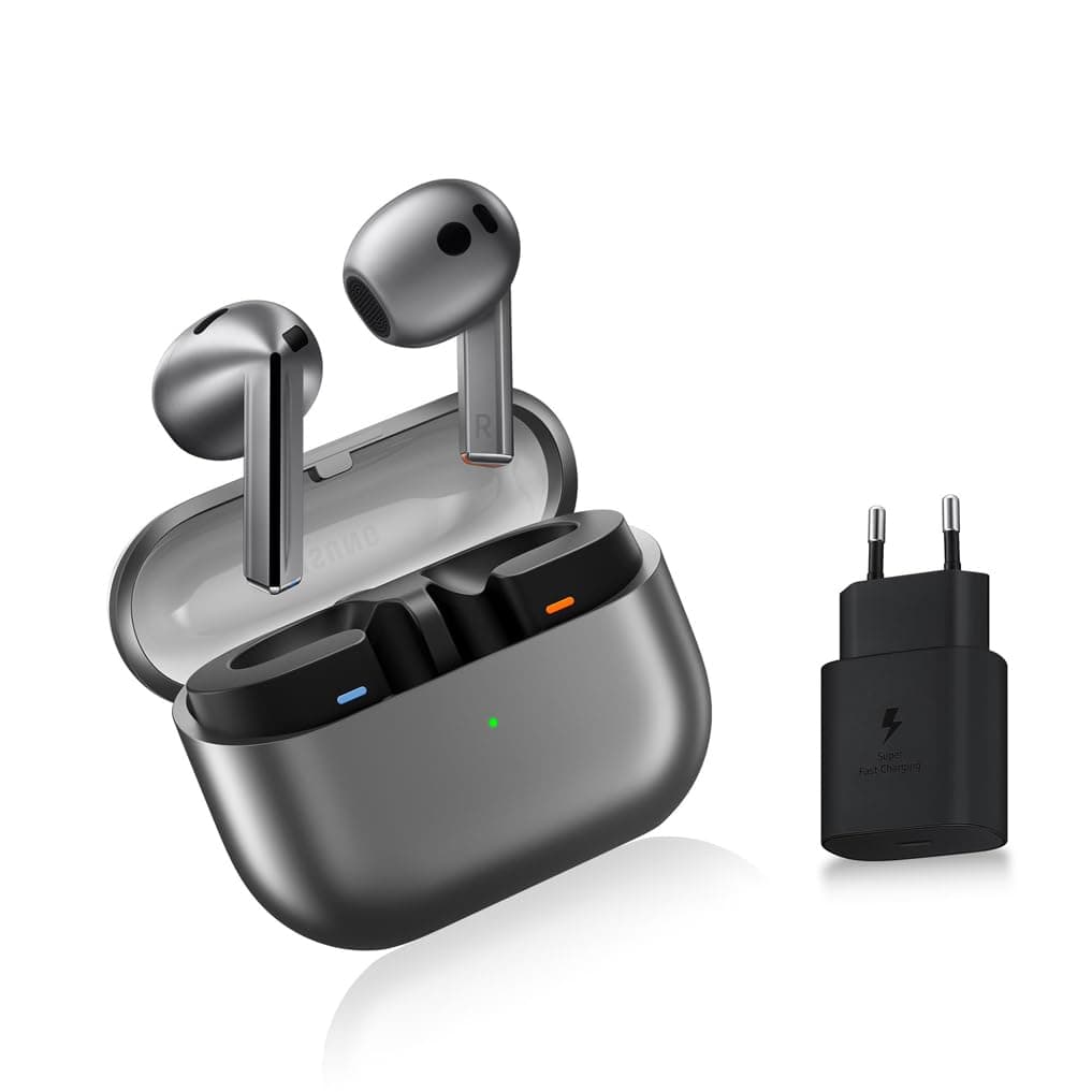 Samsung Galaxy Buds3, Écouteurs sans Fil, Réduction Active de Bruit, Bluetooth, Argent, Audio 360, Galaxy AI, Chargeur Secteur Inclus, (Version FR) [Exclusivité Amazon]