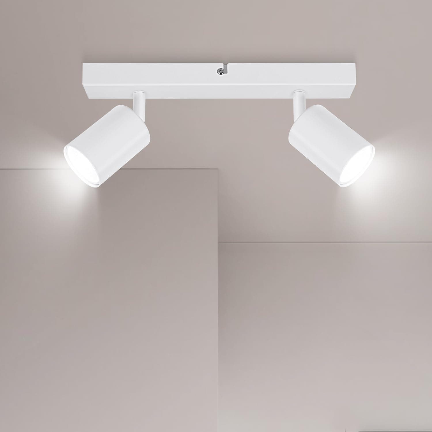 Ketom Lampada Faretti da Soffitto Orientabili, GU10 Faretti LED da Soffitto Bianco, Moderna Plafoniera LED Faretti 2 Luce, Faretto da Parete Interno per Barra, Cameretta, Cucina, Senza Lampadina