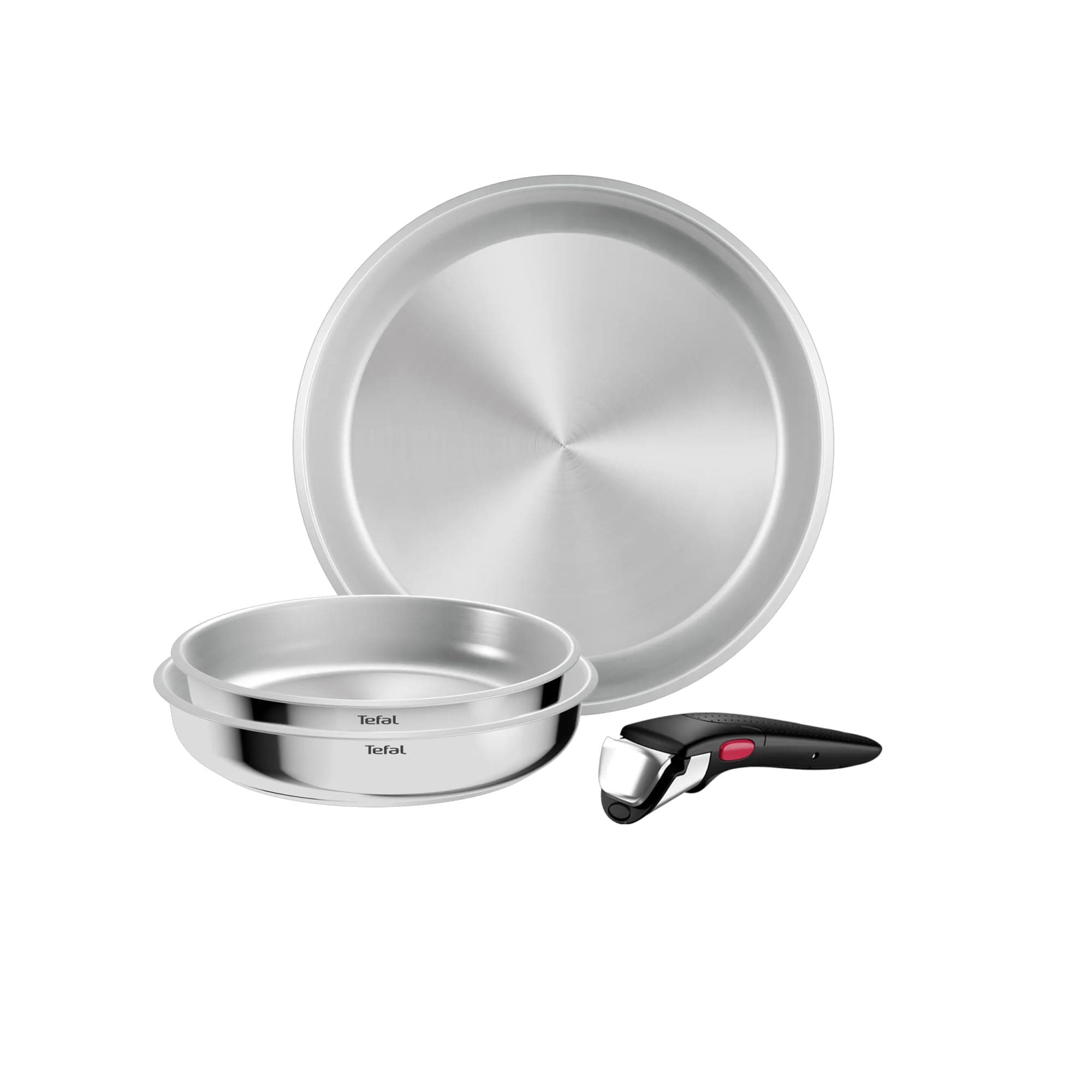 Tefal - Ingenio Comfort Max Batterie de cuisine Acier inoxydable - 4 pièces | Poêle induction empilable avec poignée amovible brevetée - Gain de place 70% - Compatible four et tous feux dont induction