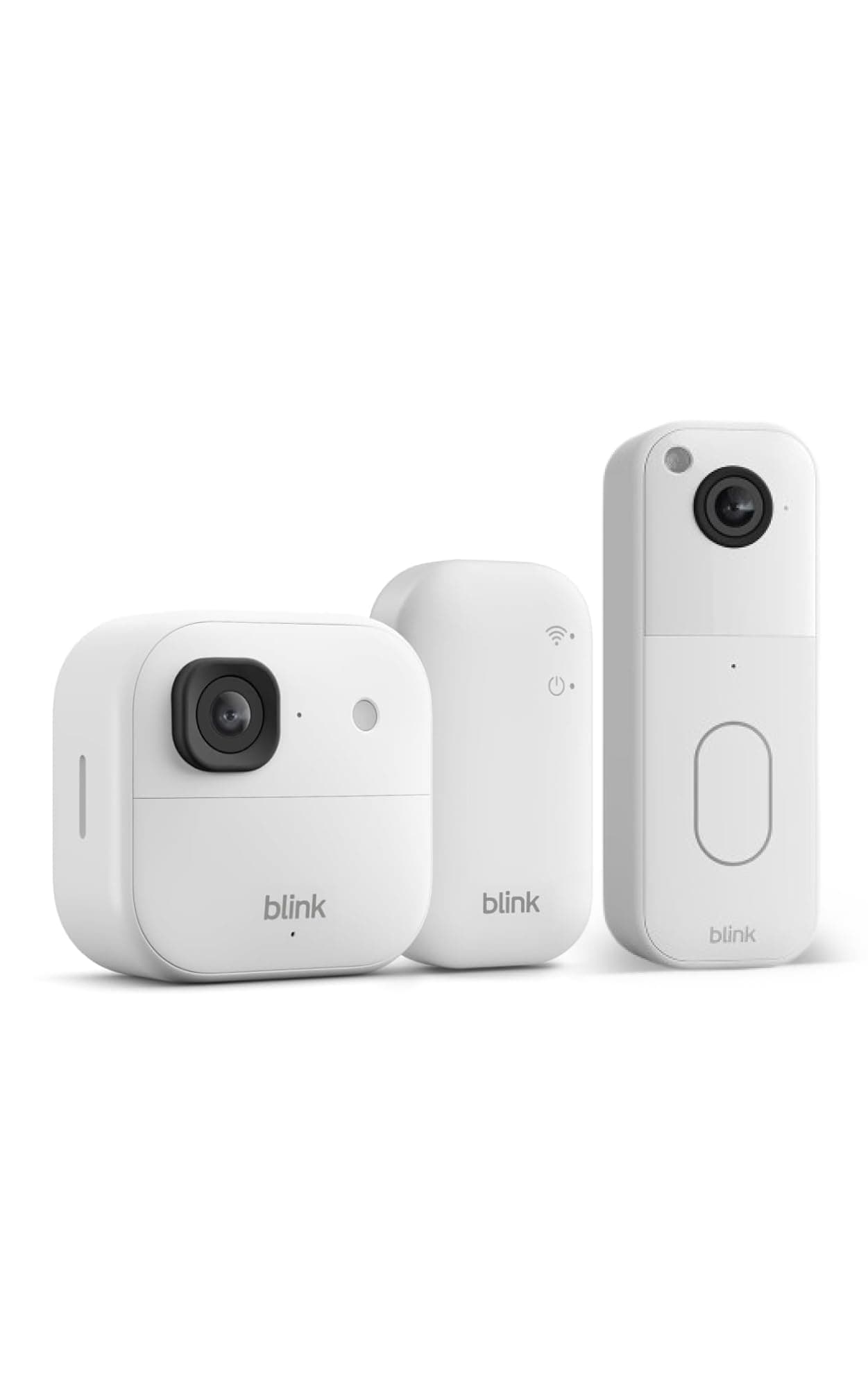 Caméra extérieure 2K+ Blink (nouvelle génération) + Sonnette vidéo supplémentaire — Caméra de surveillance connectée sans fil, résolution vidéo 2K, module de synchronisation de base inclus — système de 1 caméra, blanc