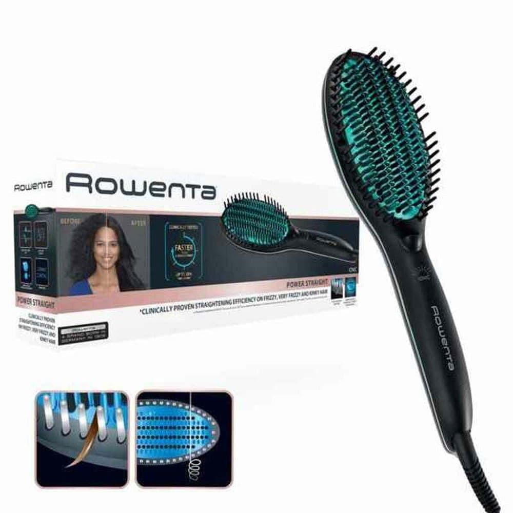 Rowenta Power Straight CF5820F0 Brosse lissante spéciale pour Cheveux très bouclés, avec générateur d'ions et température réglable jusqu'à 200 °C, Dents avec Grande Fixation à partir de la Racine