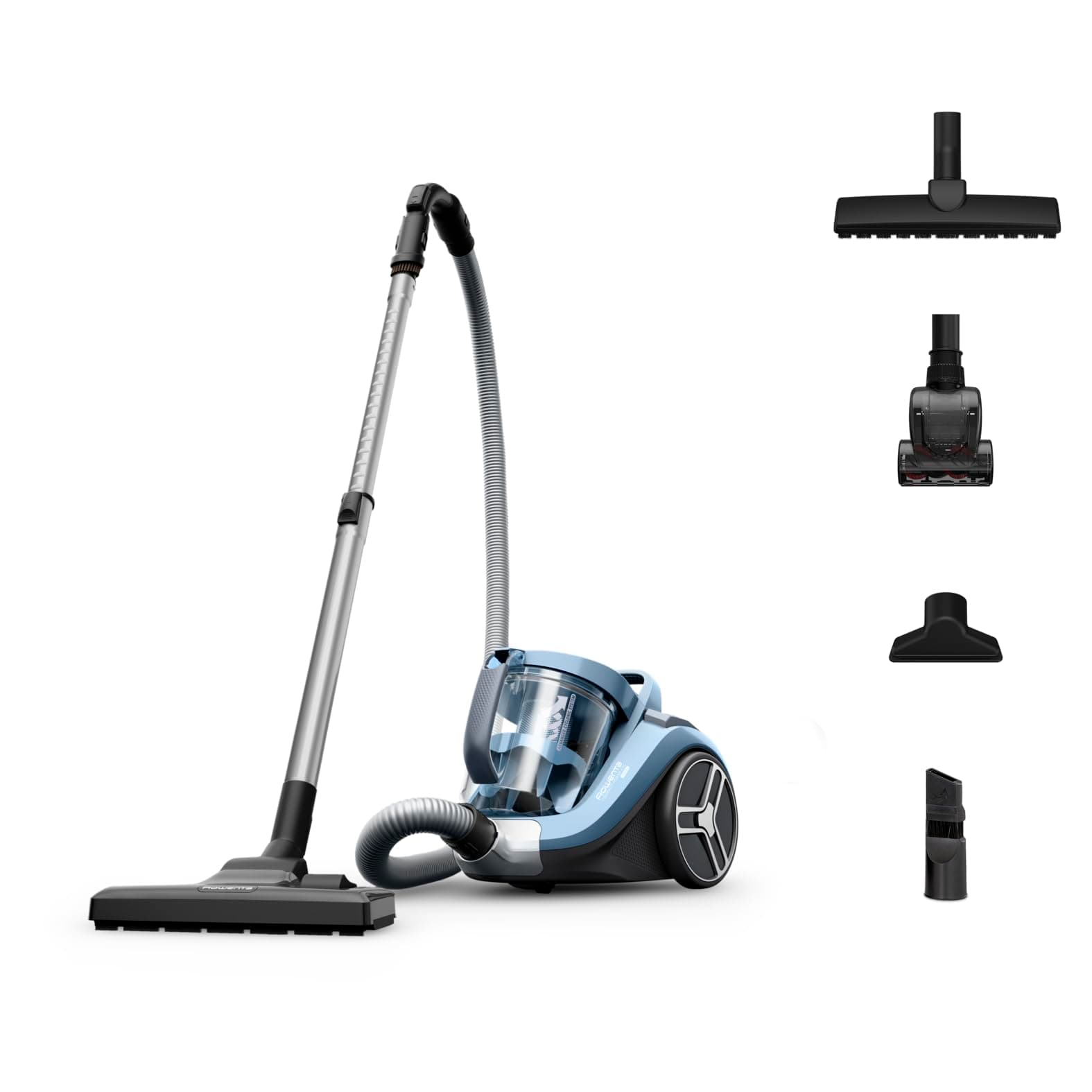 Rowenta RO4871 Compact Power XXL Aspirapolvere a Traino Senza Sacco, 2.5 L, 550 W, 75 dB(A), Tecnologia Ciclonica, Design Compatto, Animal Care Kit, Potente e Silenzioso, 5 Accessori Inclusi