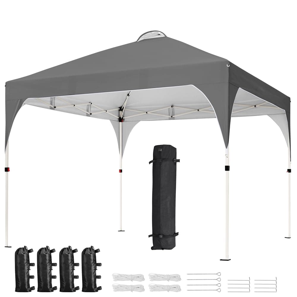 Yaheetech 3×3m Carpa Plegable Portátil 8-10 Personas Toldo al Aire Libre Carpas para Exteriores Playa con Bolsa de Transporte Gris Oscuro