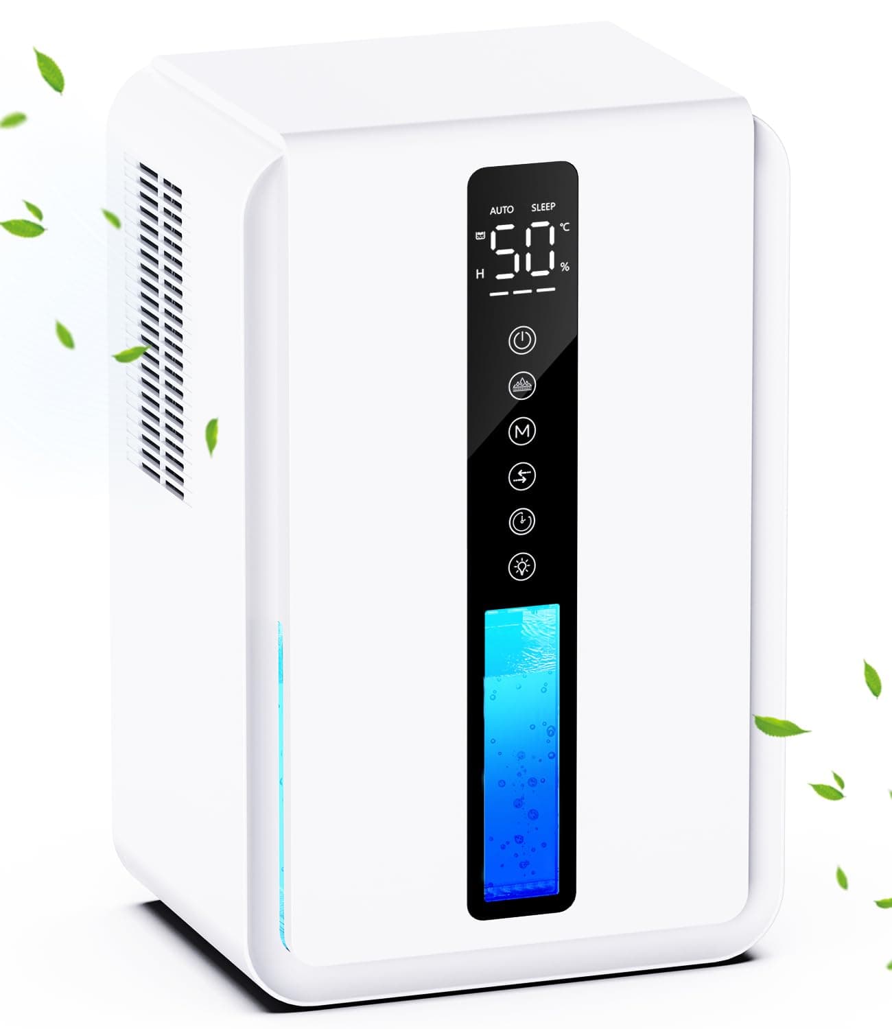 Deshumidificateur d Air Electrique 2500ML, Déshumidificateur 3 Vitesses + 2 Modes (Auto/Nuit), Déshumidificateur Electrique avec Timer 48H, Auto-Arrêt & 7 Couleurs RGB - pour Chambre/Salle de Bains