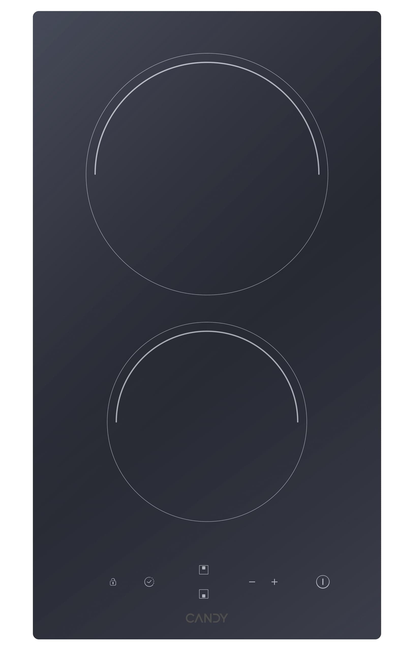 Candy Smart CDH 30, Placa Vitrocerámica, 2 Zonas, 30CM, 9 Niveles de Potencia, 2,9KW, Mandos Centrales, Temporizador, Bloqueo de Seguridad, Alerta Sobrecalentamiento y Derrames, Negro