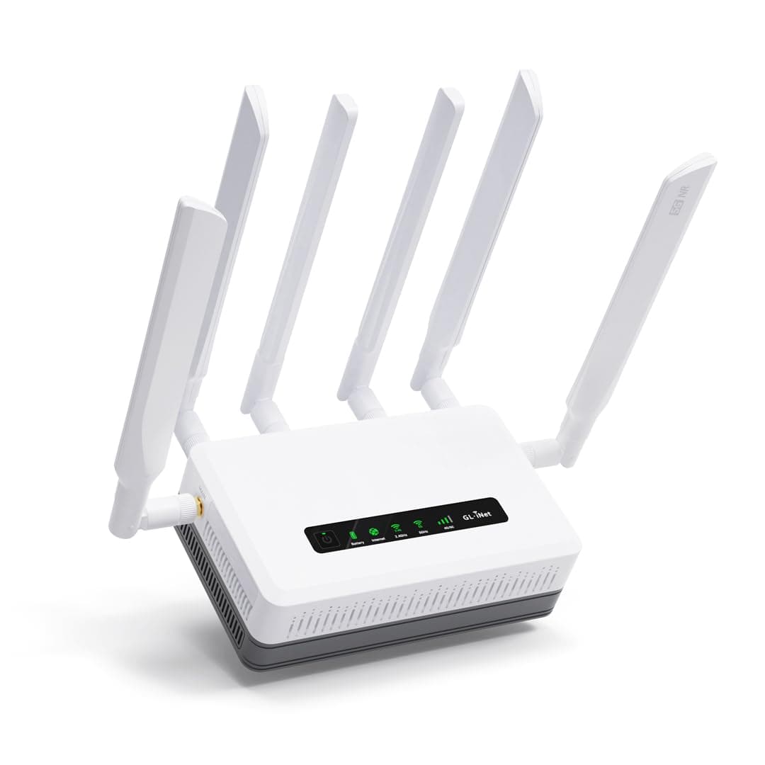 GL.iNet GL-XE3000 Puli AX Router 5G Doble SIM batería 6400mAh | 5G NR, Wi-Fi 6, batería, doble SIM, multi-WAN, VPN, certificado IoT T-Mobile y AT&T, oficina, trabajo remoto