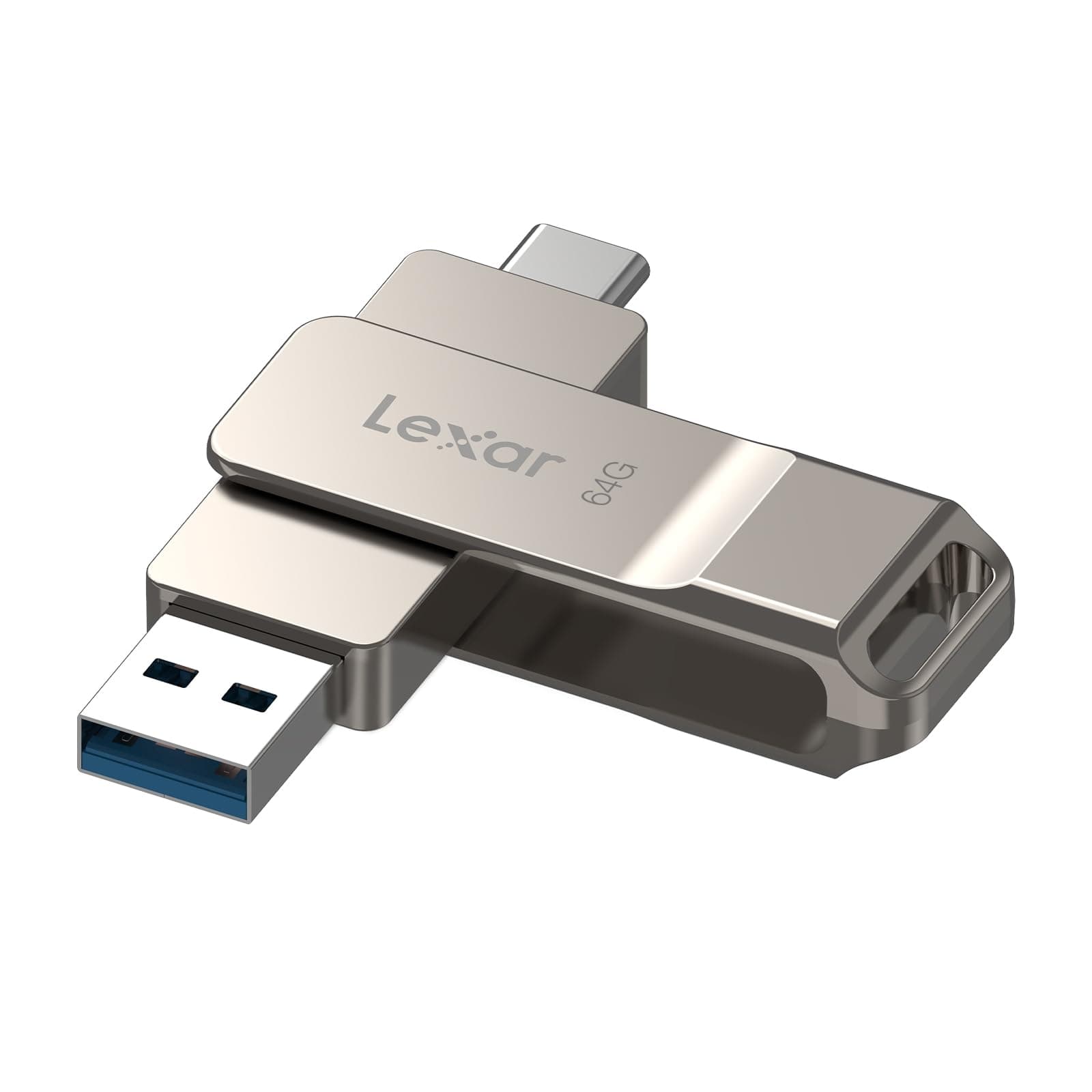 Lexar D40E Double Clé USB 3.2 Type-C, USB-A/C, 64Go, Champagne Argent | clé USB-C Flash Drive Matériau métallique Pivotant Conception Clé USB, Compatible avec l'iPhone 17