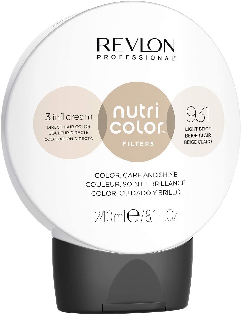 REVLON PROFESSIONAL Nutri Color FILTERS – TONING FILTERS 931 Helles Beige, 240 ml, Farbmaske mit INSTA-PIC-TECHNOLOGY, Tönungsmaske zur Farbauffrischung von sandfarbenen Blondtönen, vegan