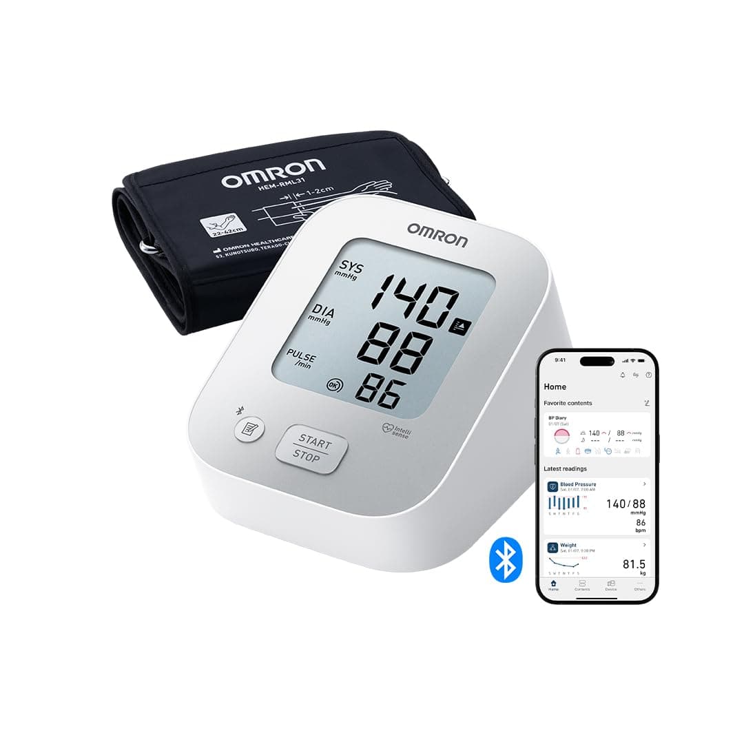 OMRON X2+ Connect - Tensiómetro de brazo - Indicador de hipertensión y detección de latido irregular - Conexión Bluetooth - Memoria de hasta 30 lecturas - Validado clínicamente-Garantía 5 años-22-42cm