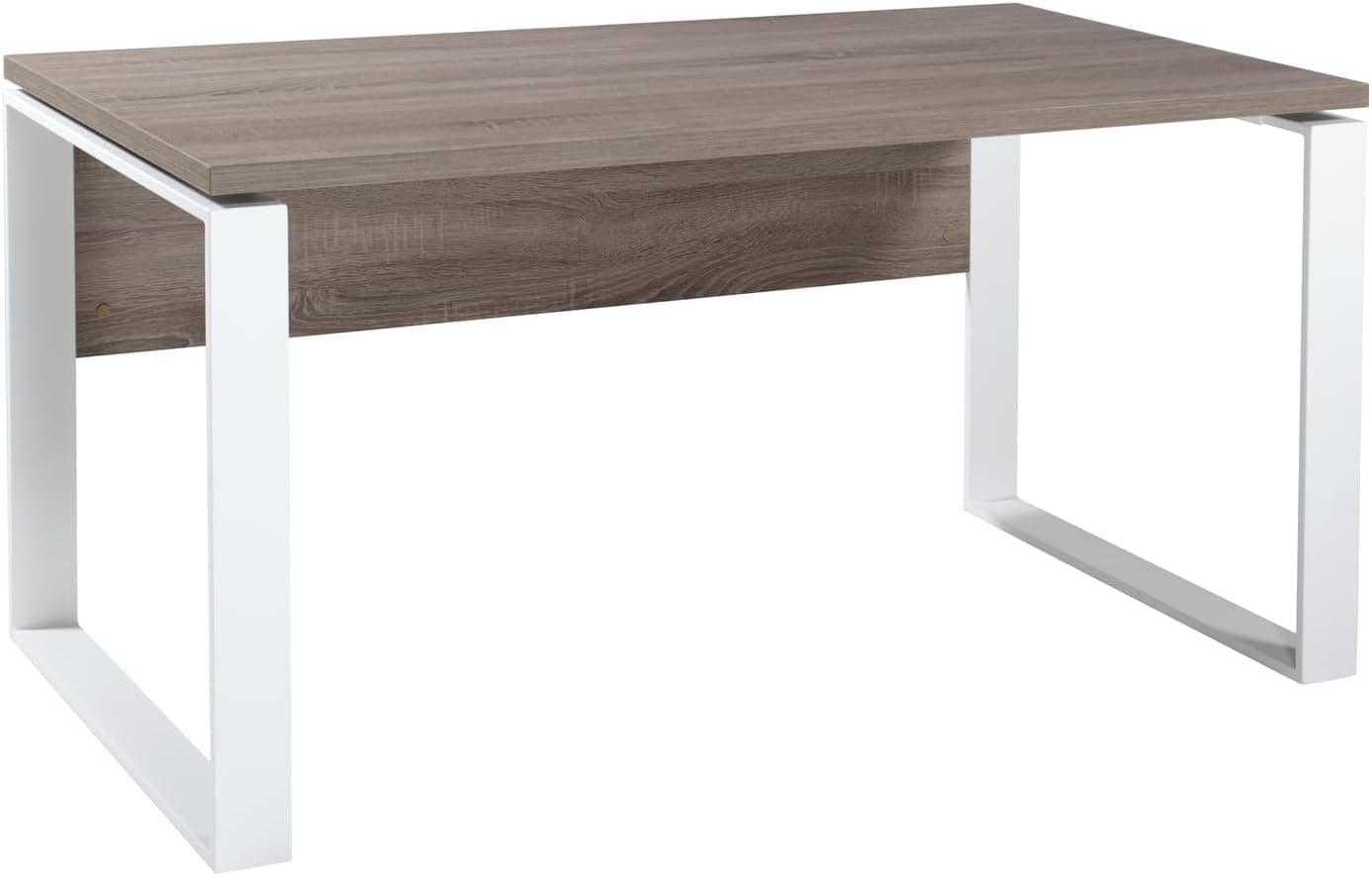 Composad | Scrivania della Linea DISEGNO con gambe in metallo, Scrivania PC Moderna, (LxAxP) 140x74,50x80 cm, Colore Rovere Sonoma e gambe Bianco, per Ufficio, Studio, Cameretta, Made in Italy